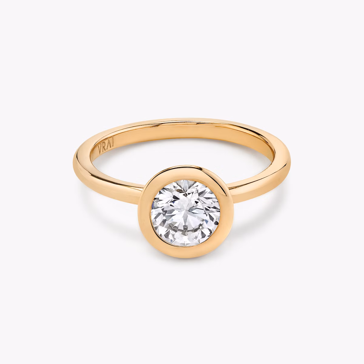 The Signature Bezel | Round Brilliant | 14k | Rose Gold | bandAccent: Plain | caratWeight: other | diamondOrientation: vertical