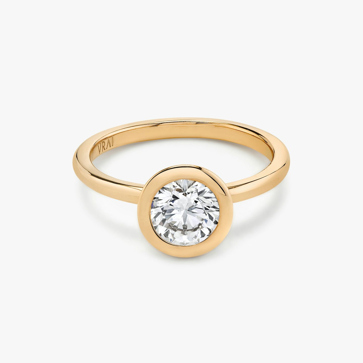 The Signature Bezel | Round Brilliant | 14k | Rose Gold | bandAccent: Plain | caratWeight: 1.5ct | diamondOrientation: vertical