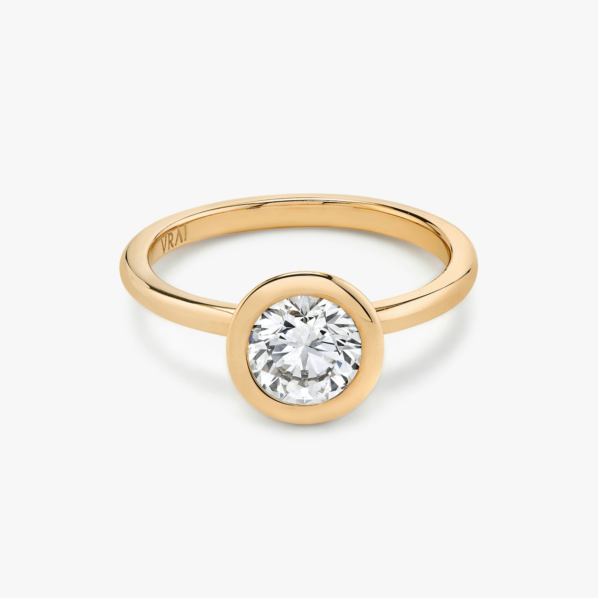 The Signature Bezel | Round Brilliant | 14k | Rose Gold | bandAccent: Plain | caratWeight: 2.0ct | diamondOrientation: horizontal