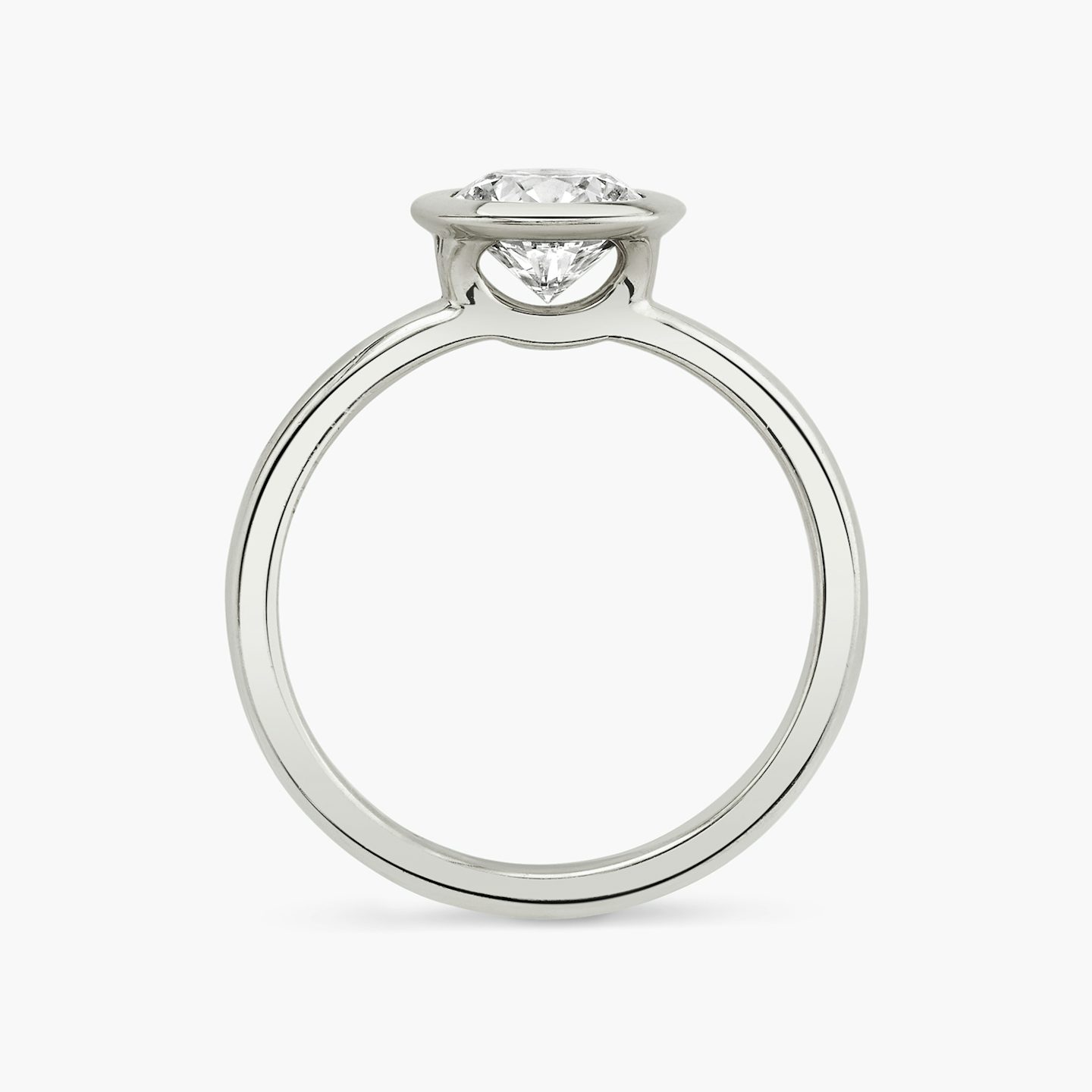 The Signature Bezel | Round Brilliant | Platinum | bandAccent: Plain | caratWeight: 1.0ct | diamondOrientation: vertical