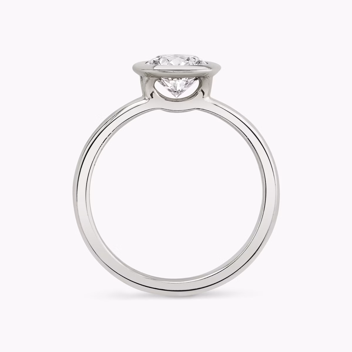 The Signature Bezel | Round Brilliant | 18k | White Gold | bandAccent: Plain | caratWeight: other | diamondOrientation: vertical