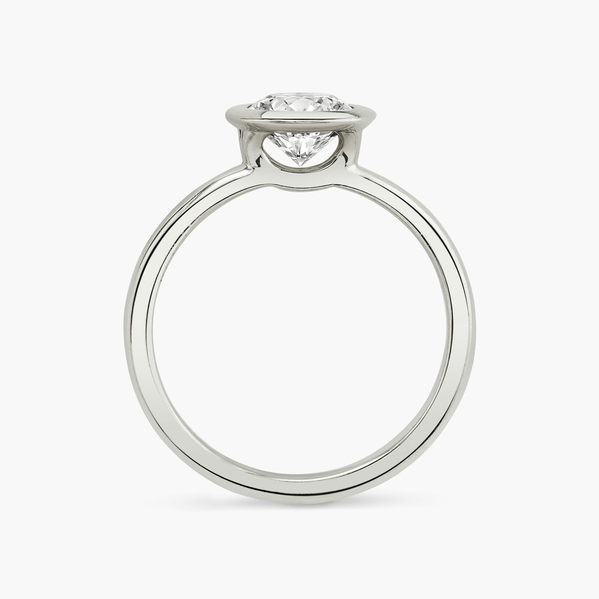 The Signature Bezel | Round Brilliant | 18k | White Gold | bandAccent: Plain | caratWeight: 1.0ct | diamondOrientation: horizontal