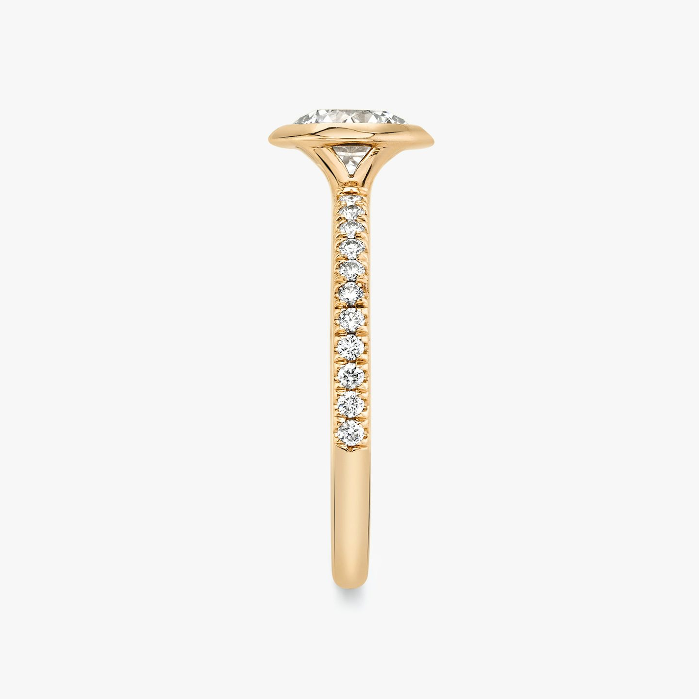 Anillo de compromiso Signature Bezel | Brillante | 14k | Oro rosa | bandAccent: Pavé | caratWeight: 2.0ct | diamondOrientation: horizontal