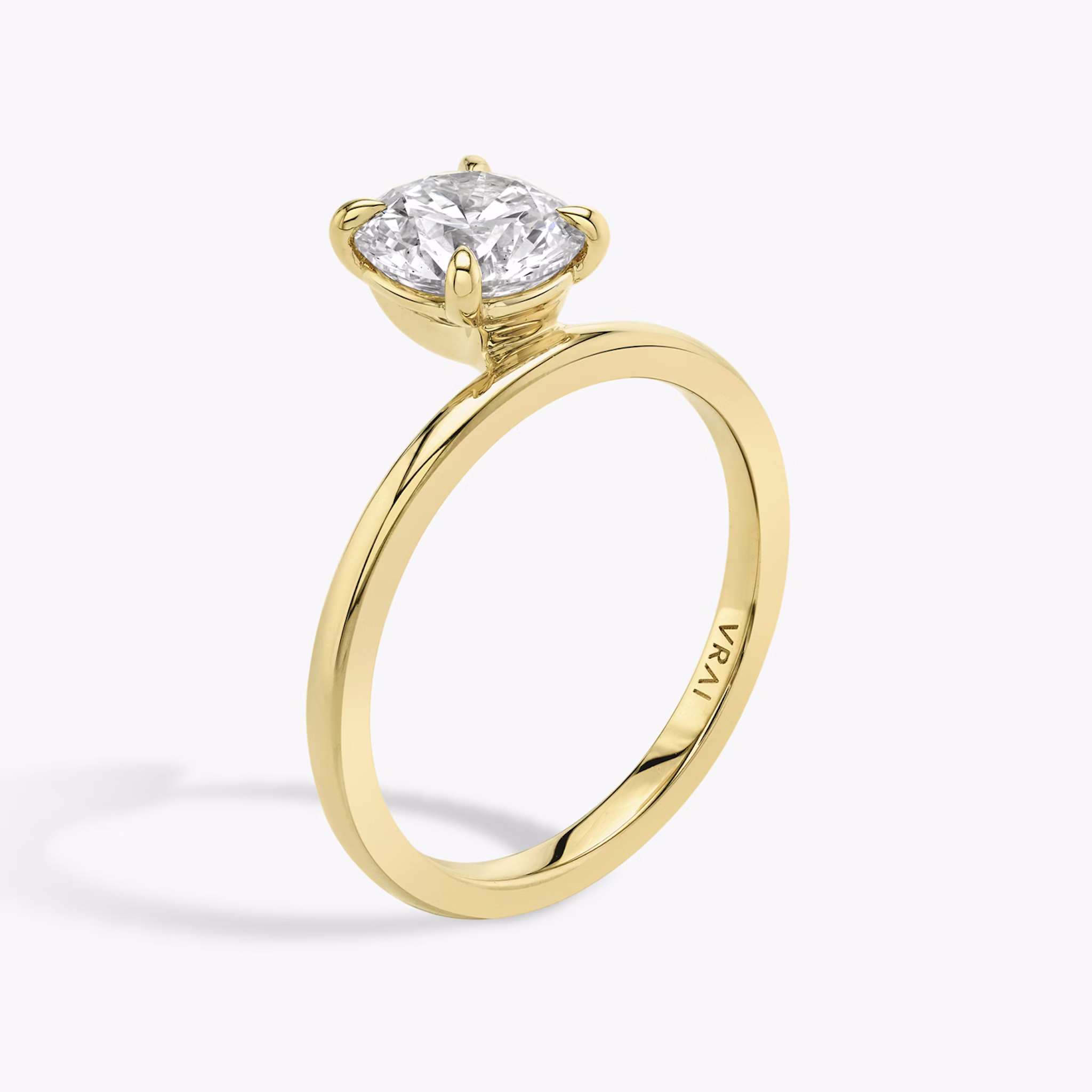 The Hover | Round Brilliant | 18k | Yellow Gold | bandAccent: Plain | caratWeight: 1.0ct | diamondOrientation: vertical