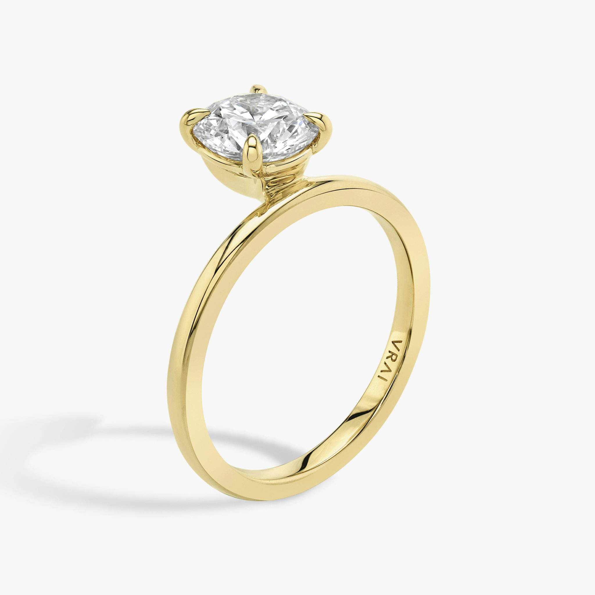The Hover | Round Brilliant | 18k | Yellow Gold | bandAccent: Plain | caratWeight: 1.0ct | diamondOrientation: vertical