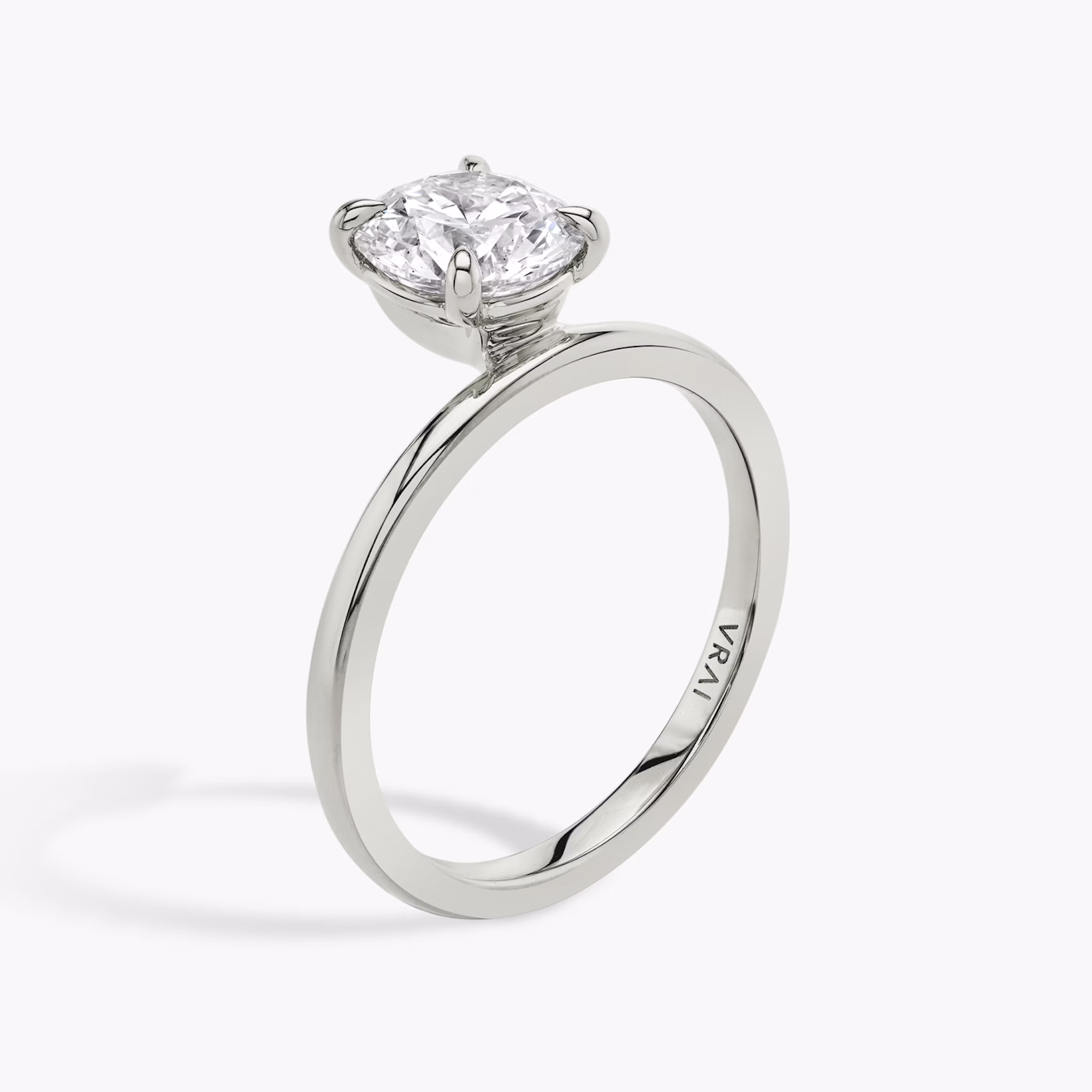 The Hover | Round Brilliant | Platinum | bandAccent: Plain | caratWeight: other | diamondOrientation: vertical