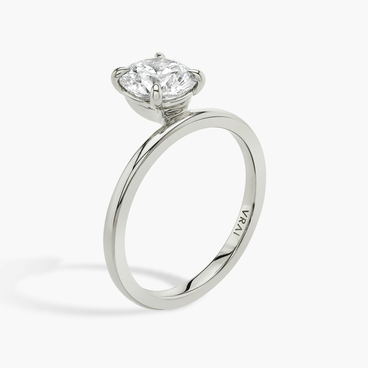 The Hover | Round Brilliant | 18k | White Gold | bandAccent: Plain | caratWeight: 1.0ct | diamondOrientation: vertical