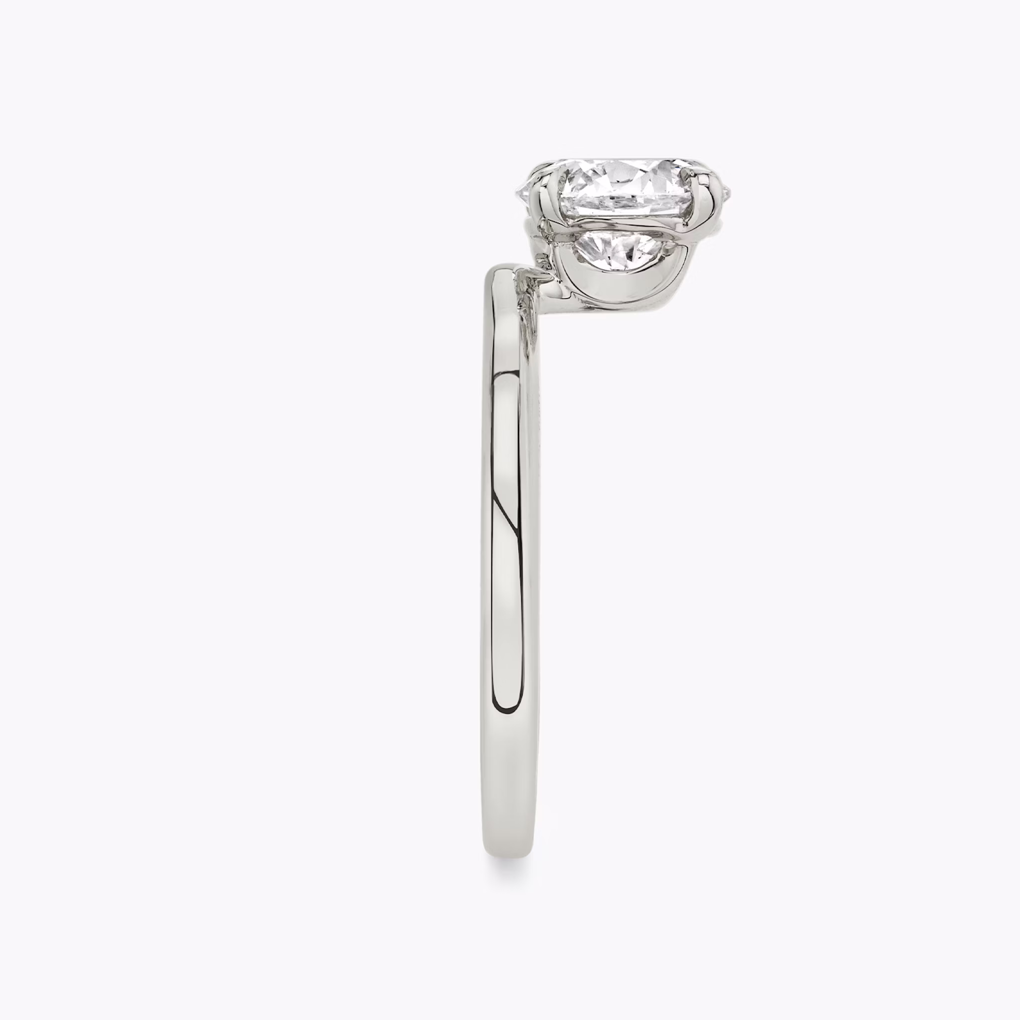 The Hover | Round Brilliant | 18k | White Gold | bandAccent: Plain | caratWeight: 1.0ct | diamondOrientation: vertical