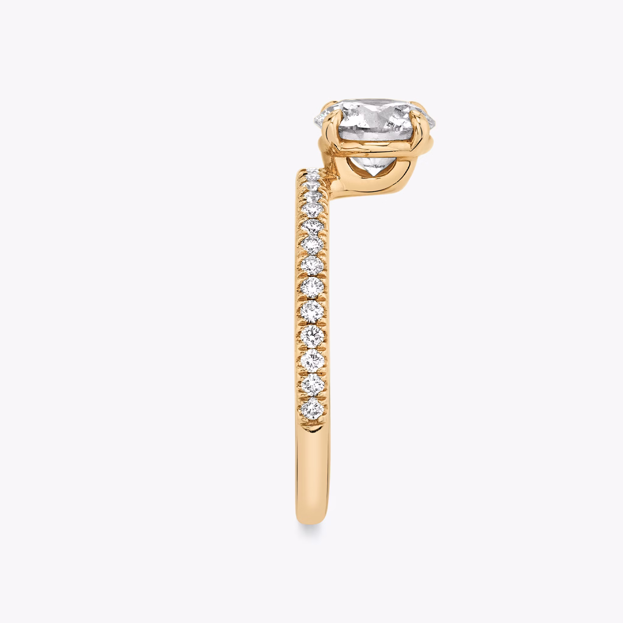 The Hover | Round Brilliant | 14k | Rose Gold | bandAccent: Pavé | caratWeight: 1.0ct | diamondOrientation: vertical