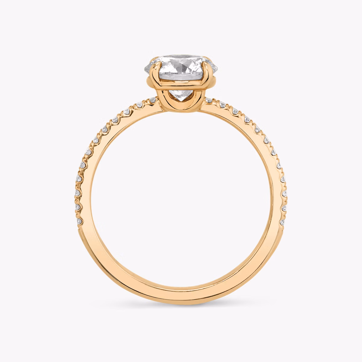 The Hover | Round Brilliant | 14k | Rose Gold | bandAccent: Pavé | caratWeight: 2.0ct | diamondOrientation: vertical