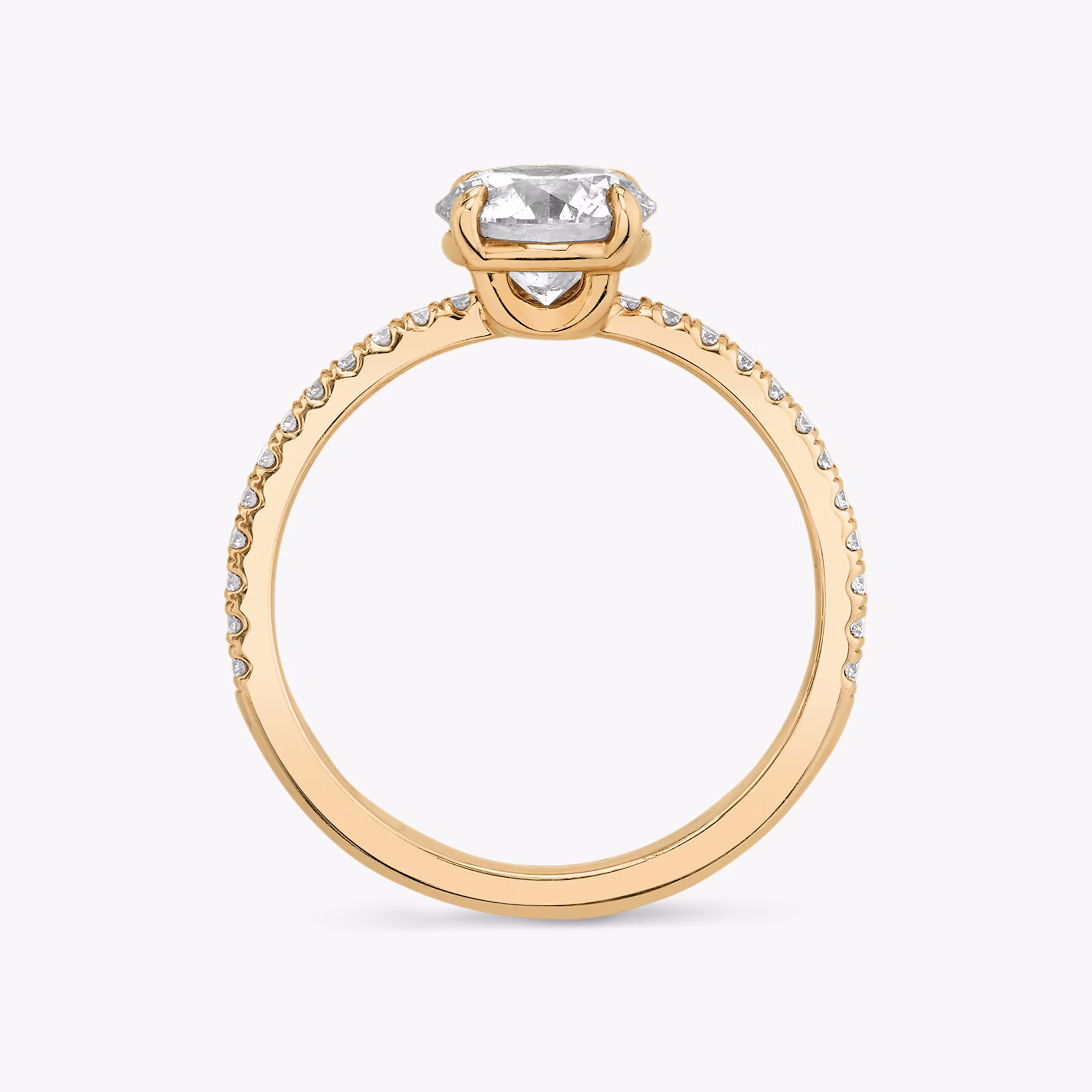 The Hover | Round Brilliant | 14k | Rose Gold | bandAccent: Pavé | caratWeight: 1.0ct | diamondOrientation: vertical