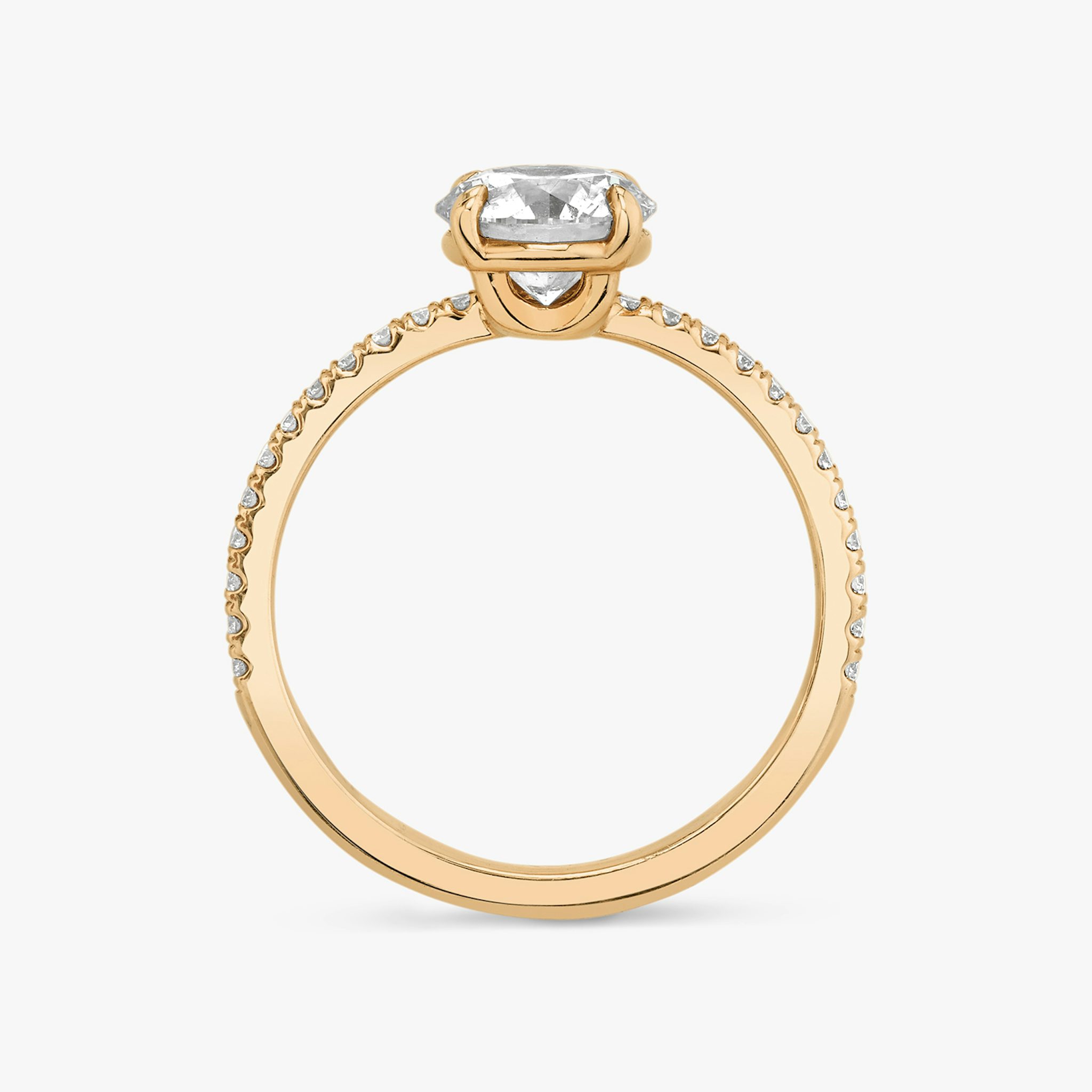The Hover | Round Brilliant | 14k | Rose Gold | bandAccent: Pavé | caratWeight: 1.0ct | diamondOrientation: vertical
