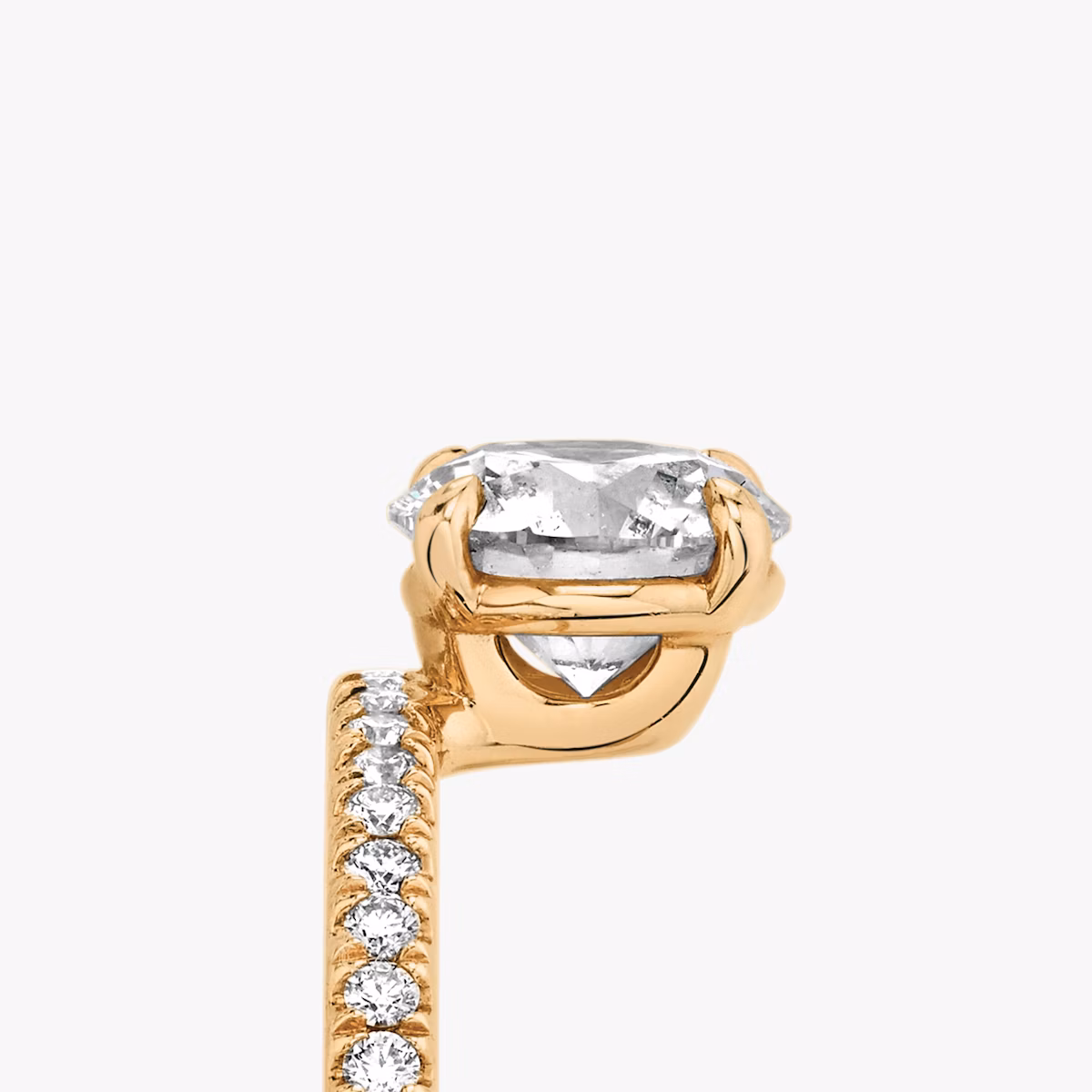 The Hover | Round Brilliant | 14k | Rose Gold | bandAccent: Pavé | caratWeight: 2.0ct | diamondOrientation: vertical