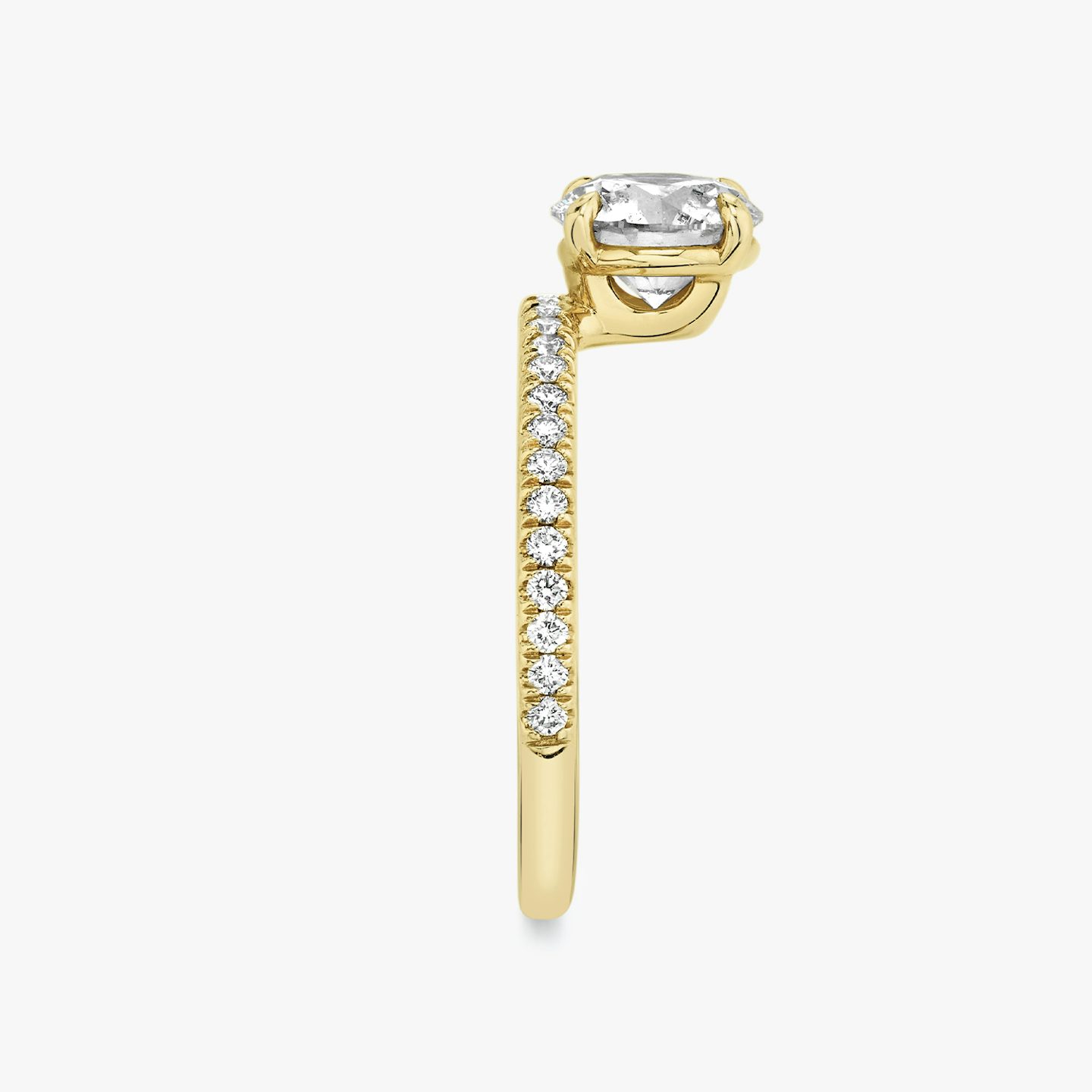 The Hover | Round Brilliant | 18k | Yellow Gold | bandAccent: Pavé | caratWeight: other | diamondOrientation: vertical