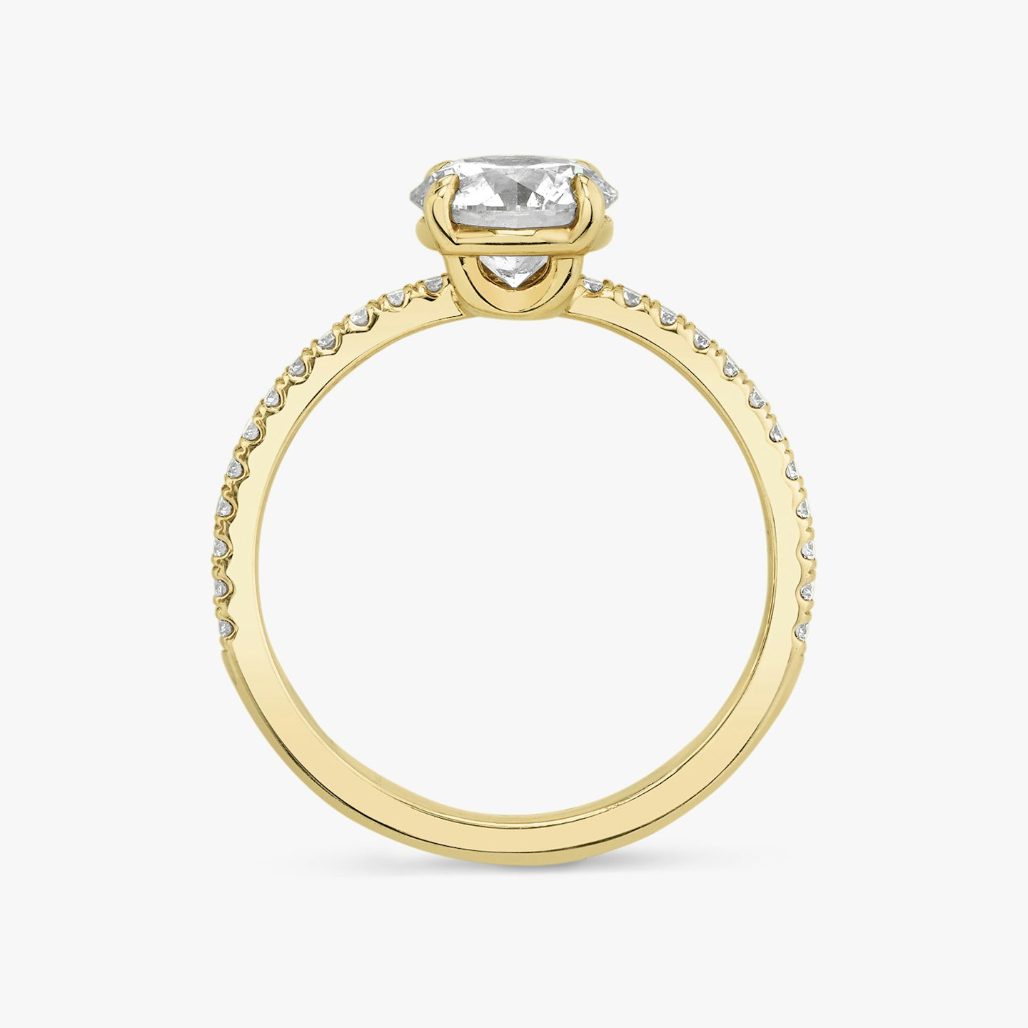 The Hover | Round Brilliant | 18k | Yellow Gold | bandAccent: Pavé | caratWeight: 2.0ct | diamondOrientation: vertical