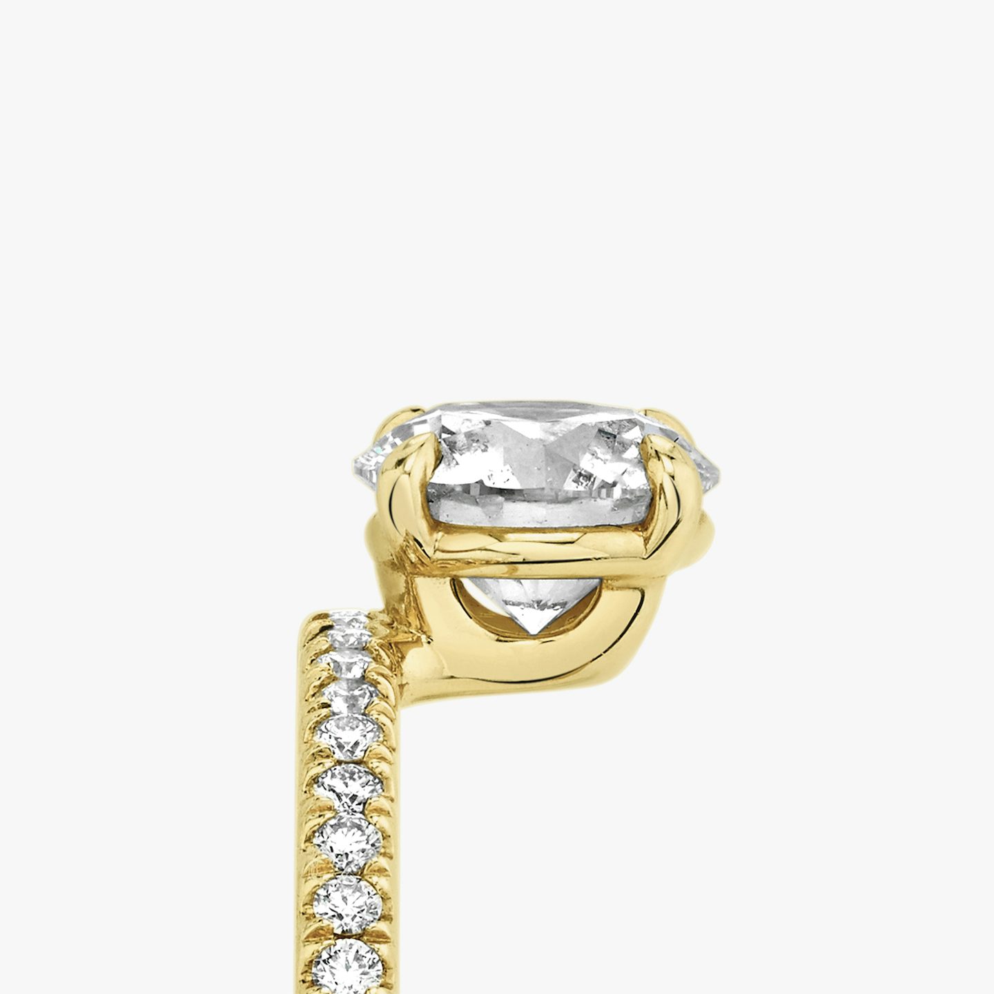 The Hover | Round Brilliant | 18k | Yellow Gold | bandAccent: Pavé | caratWeight: 2.0ct | diamondOrientation: vertical