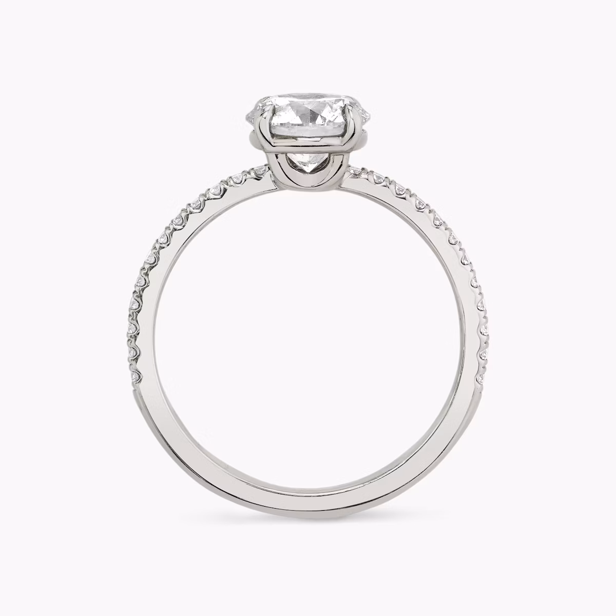 The Hover | Round Brilliant | 18k | White Gold | bandAccent: Pavé | caratWeight: other | diamondOrientation: vertical