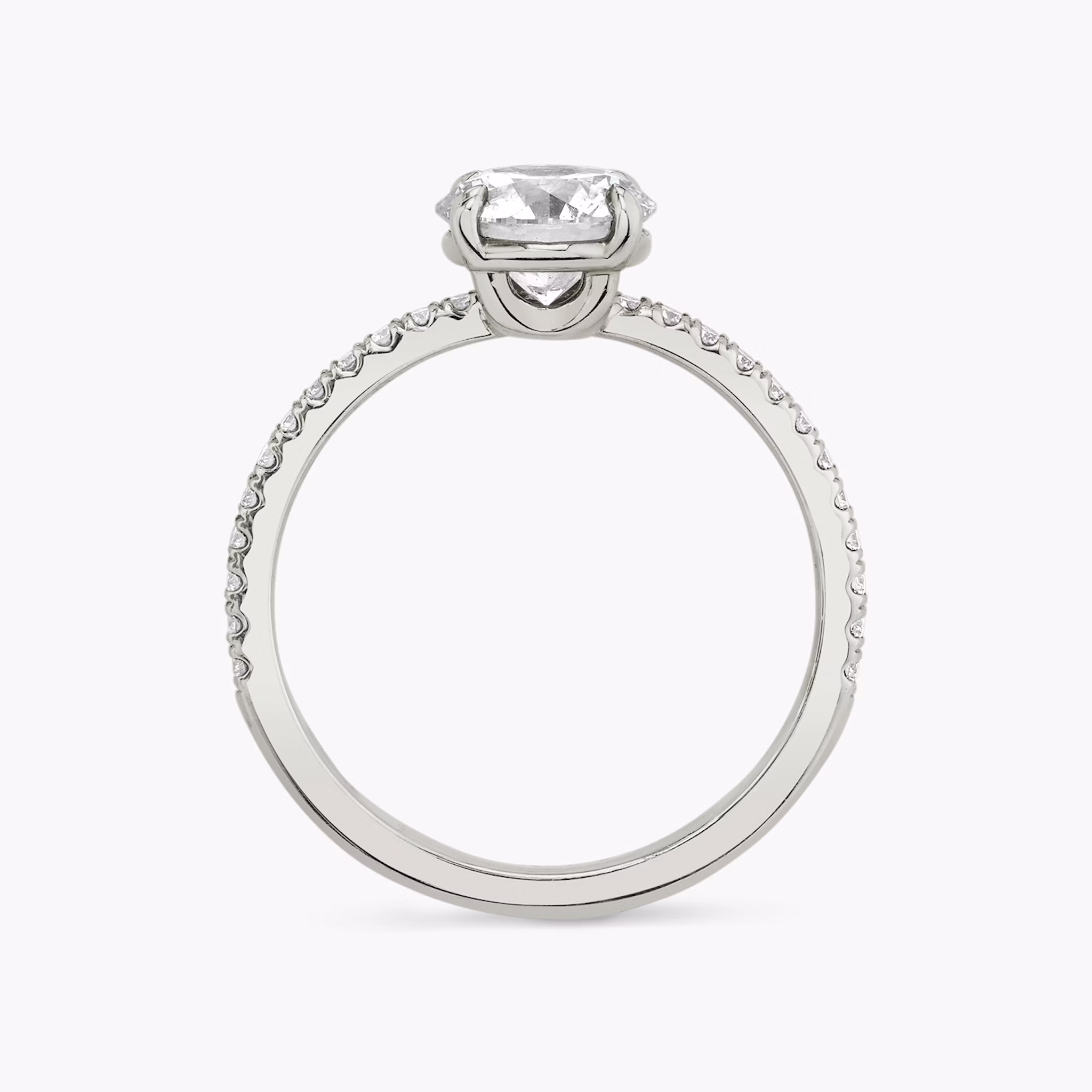 The Hover | Round Brilliant | 18k | White Gold | bandAccent: Pavé | caratWeight: other | diamondOrientation: vertical