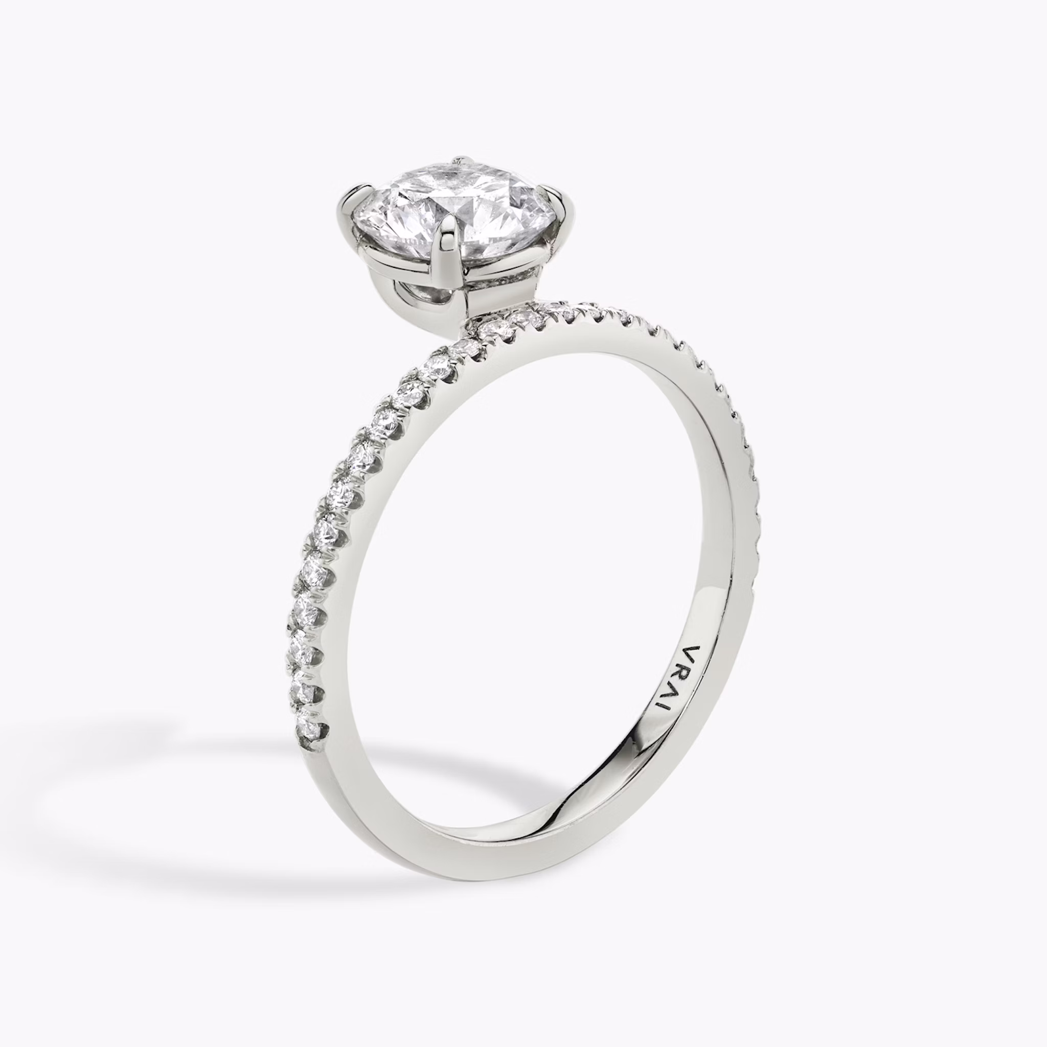 The Hover | Round Brilliant | Platinum | bandAccent: Pavé | caratWeight: other | diamondOrientation: vertical