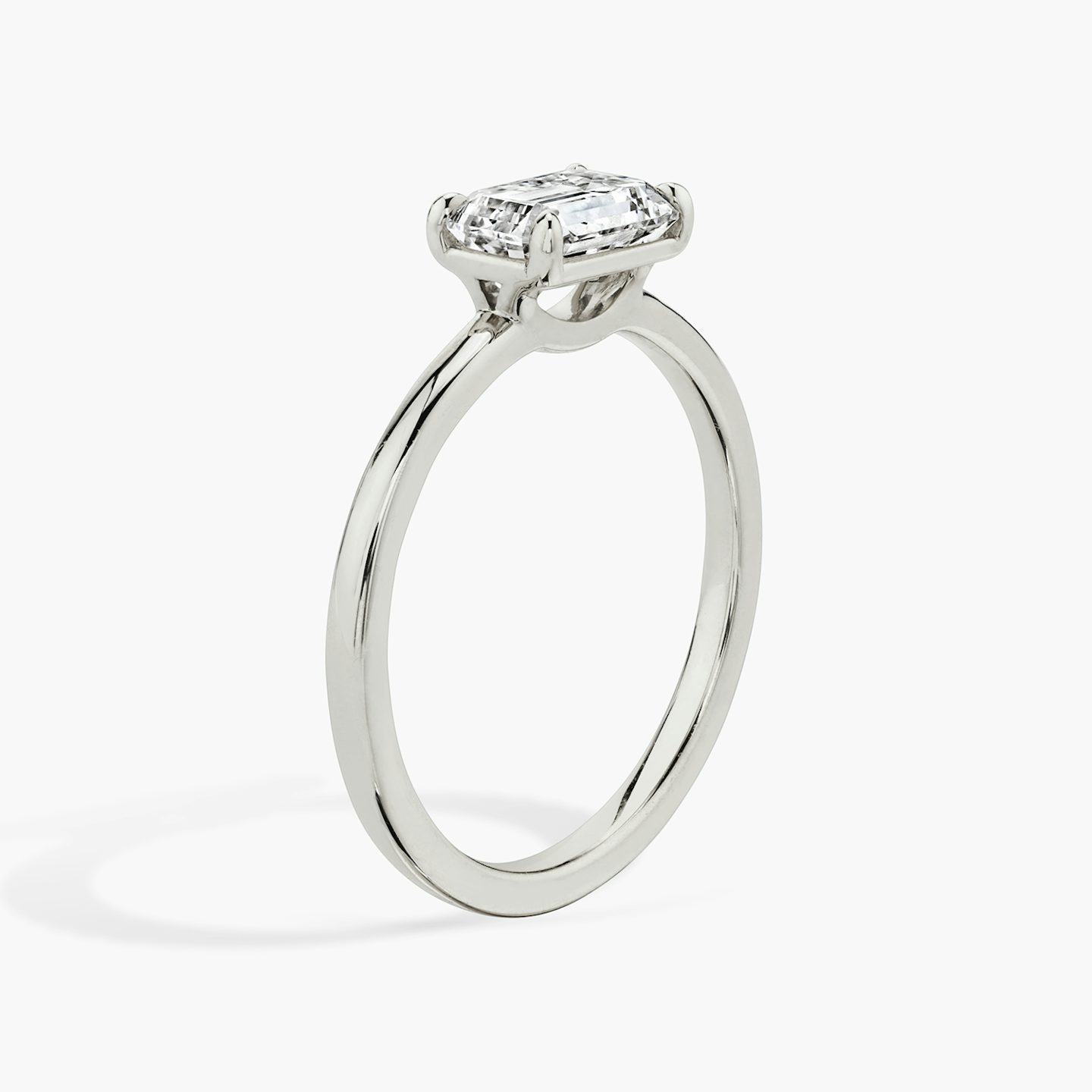 The Signature | Emerald | 18k | White Gold | bandAccent: Plain | bandWidth: standard | diamondOrientation: horizontal | hiddenHalo: no | caratWeight: other