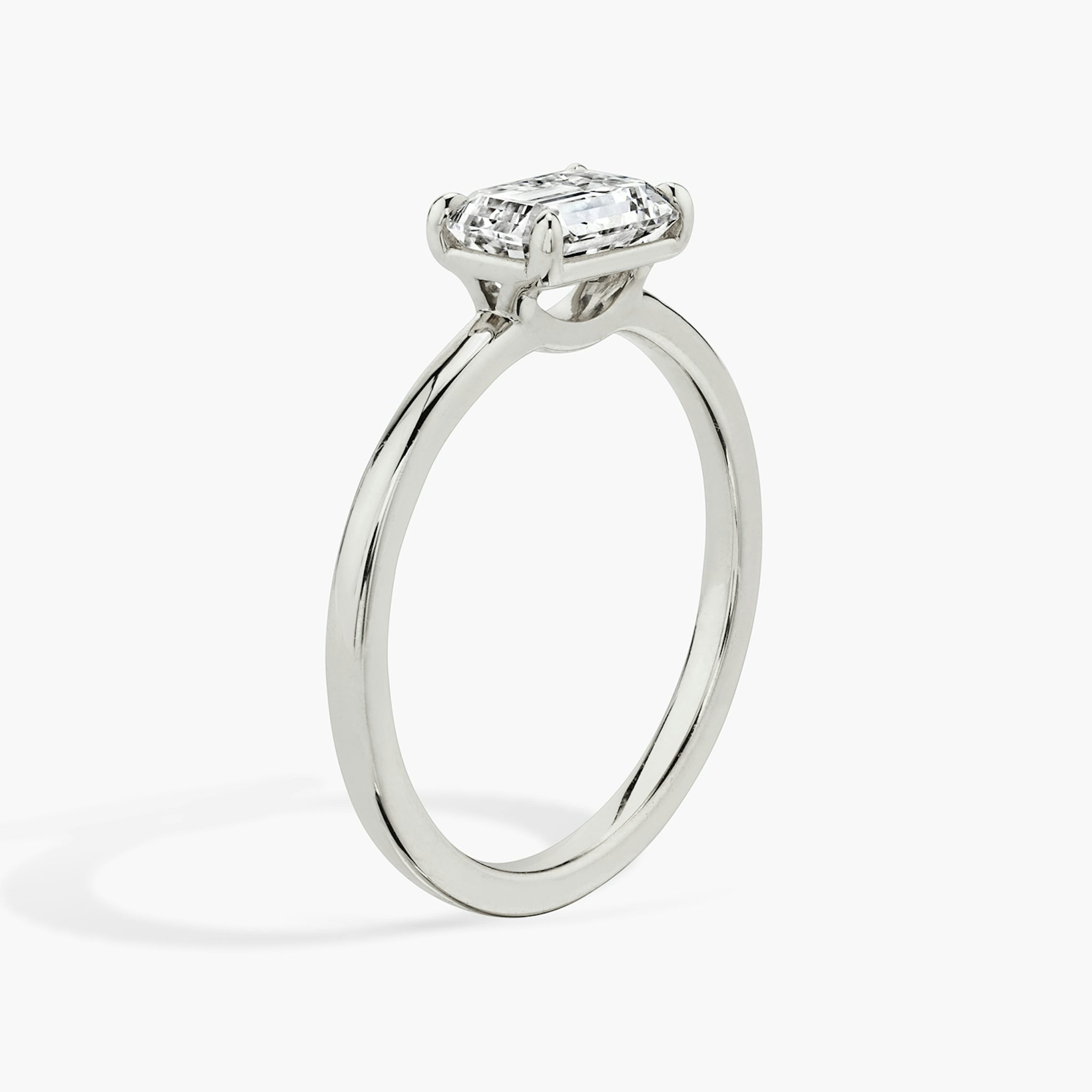 The Signature | Emerald | 18k | White Gold | bandAccent: Plain | bandWidth: standard | diamondOrientation: horizontal | hiddenHalo: no | caratWeight: other