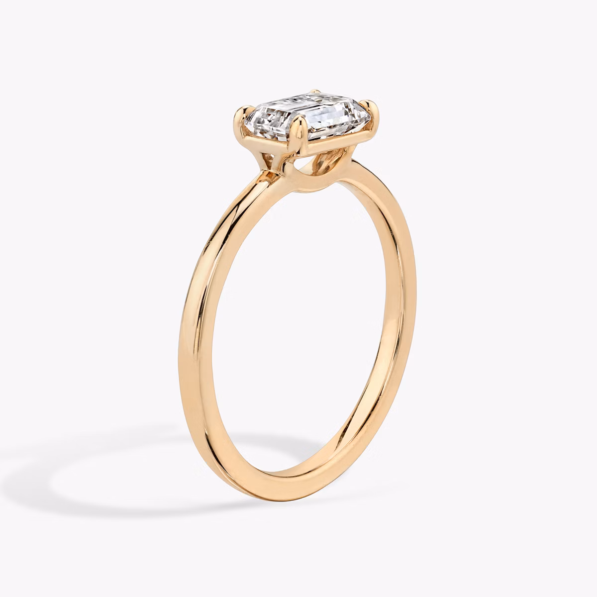 The Signature | Emerald | 14k | Rose Gold | bandAccent: Plain | bandWidth: standard | diamondOrientation: horizontal | hiddenHalo: no | caratWeight: other