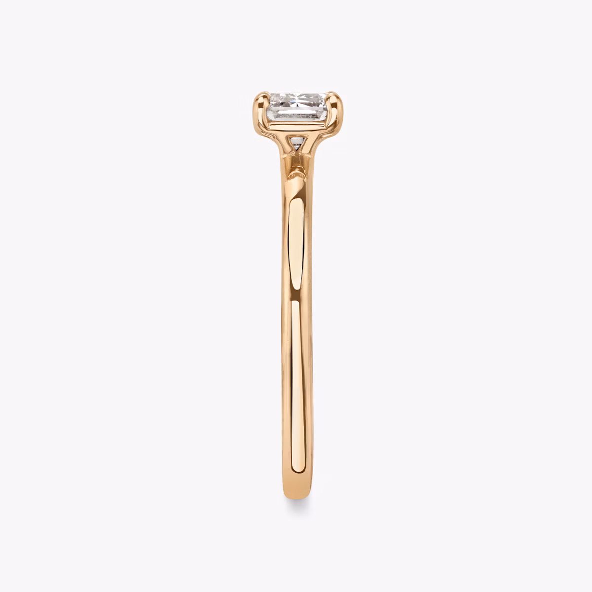 The Signature | Emerald | 14k | Rose Gold | bandAccent: Plain | bandWidth: standard | diamondOrientation: horizontal | hiddenHalo: no | caratWeight: other