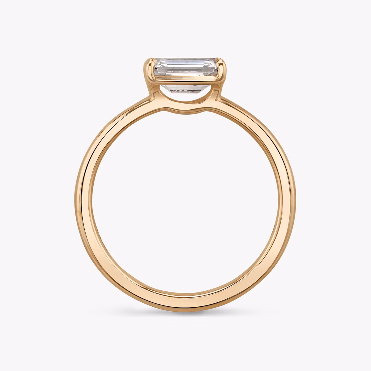 The Signature | Emerald | 14k | Rose Gold | bandAccent: Plain | bandWidth: standard | diamondOrientation: horizontal | hiddenHalo: no | caratWeight: other