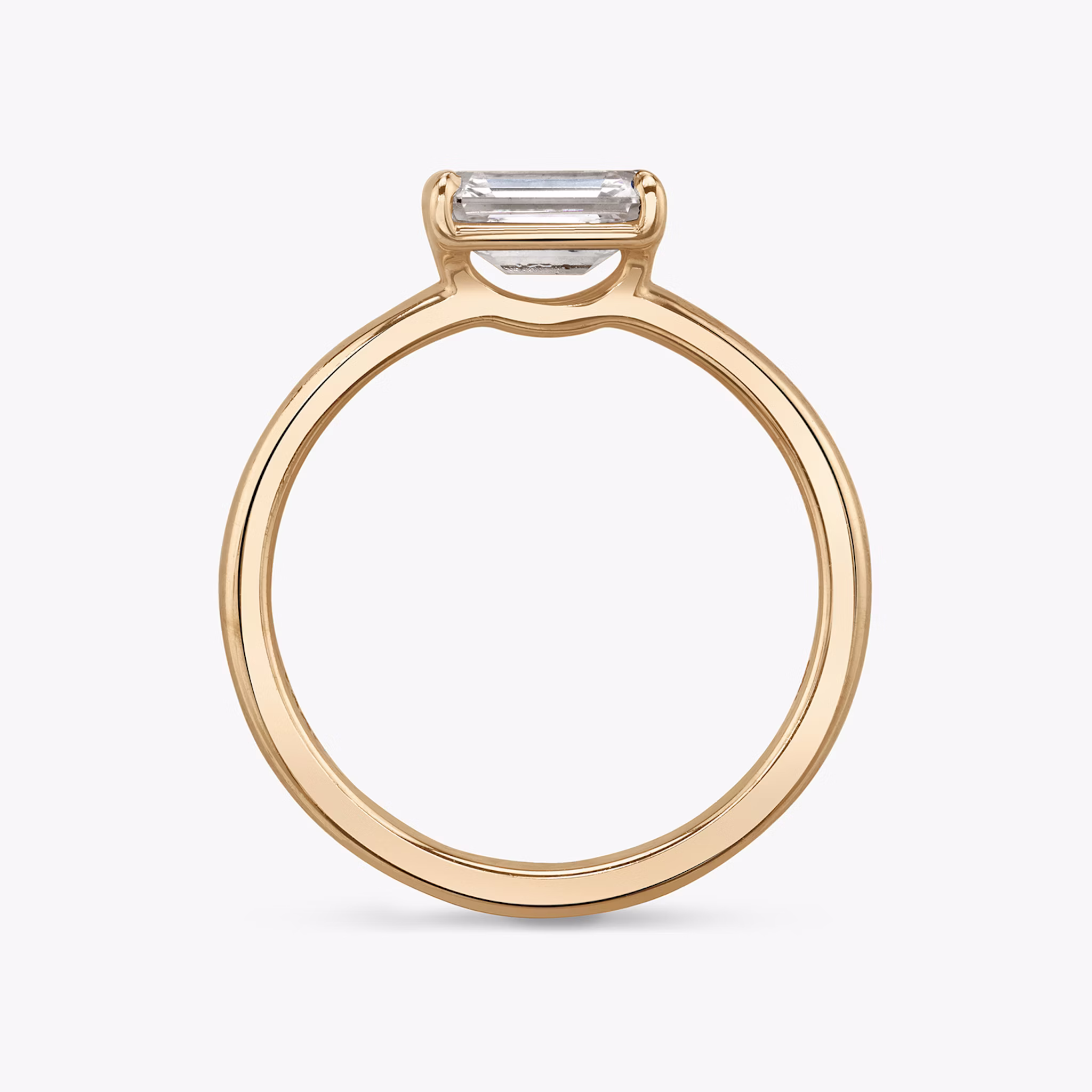 The Signature | Emerald | 14k | Rose Gold | bandAccent: Plain | bandWidth: standard | diamondOrientation: horizontal | hiddenHalo: no | caratWeight: other