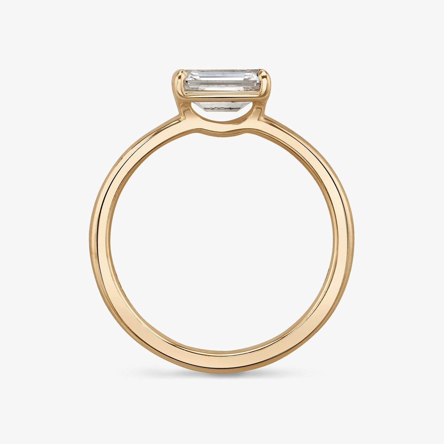 Anillo de compromiso Signature | Esmeralda | 14k | Oro rosa | bandAccent: Simple | bandWidth: standard | diamondOrientation: horizontal | hiddenHalo: no | caratWeight: other