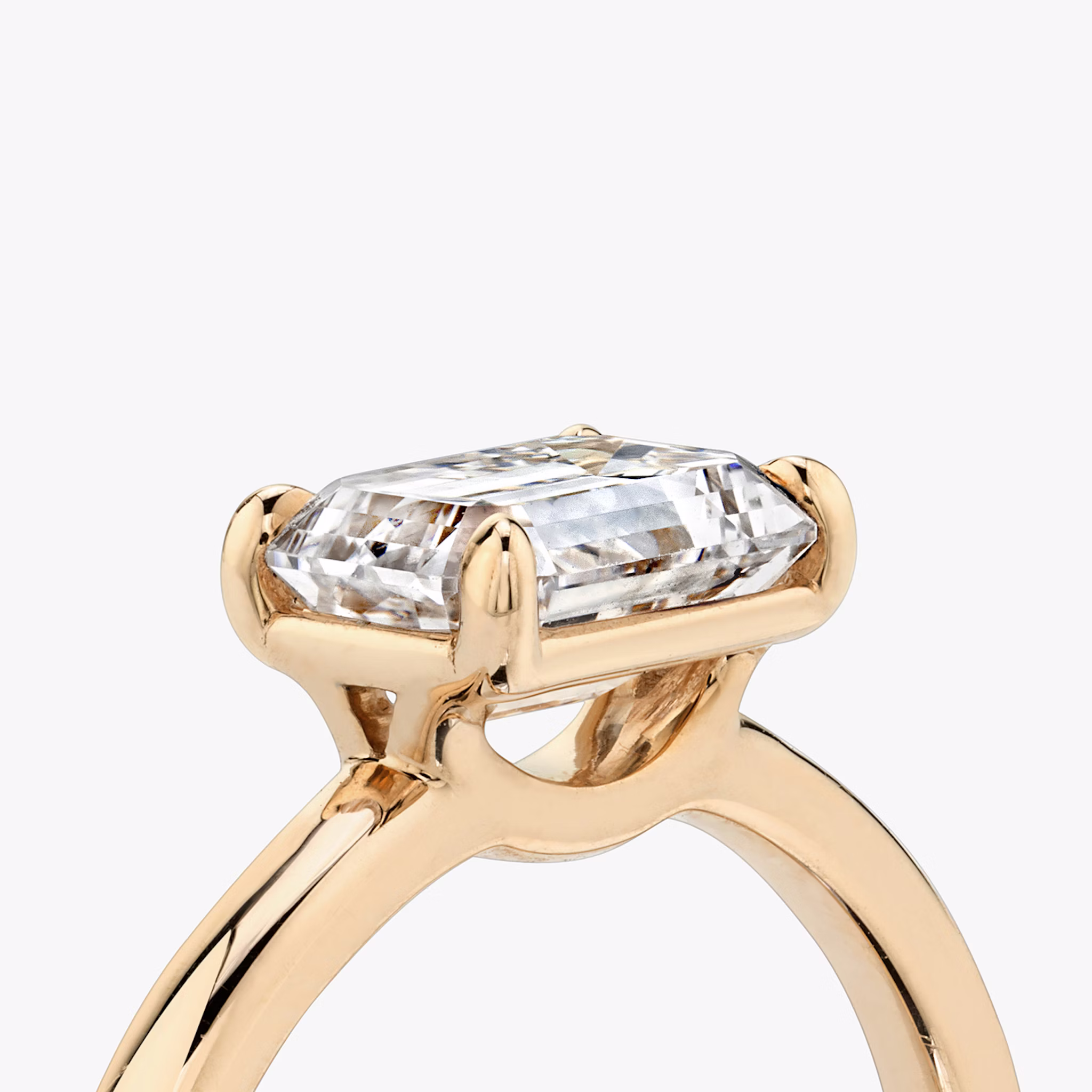 The Signature | Emerald | 14k | Rose Gold | bandAccent: Plain | bandWidth: standard | diamondOrientation: horizontal | hiddenHalo: no | caratWeight: other