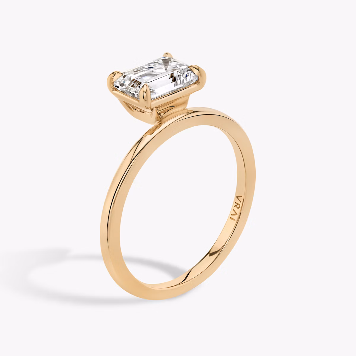 The Hover | Emerald | 14k | Rose Gold | bandAccent: Plain | diamondOrientation: vertical | caratWeight: other