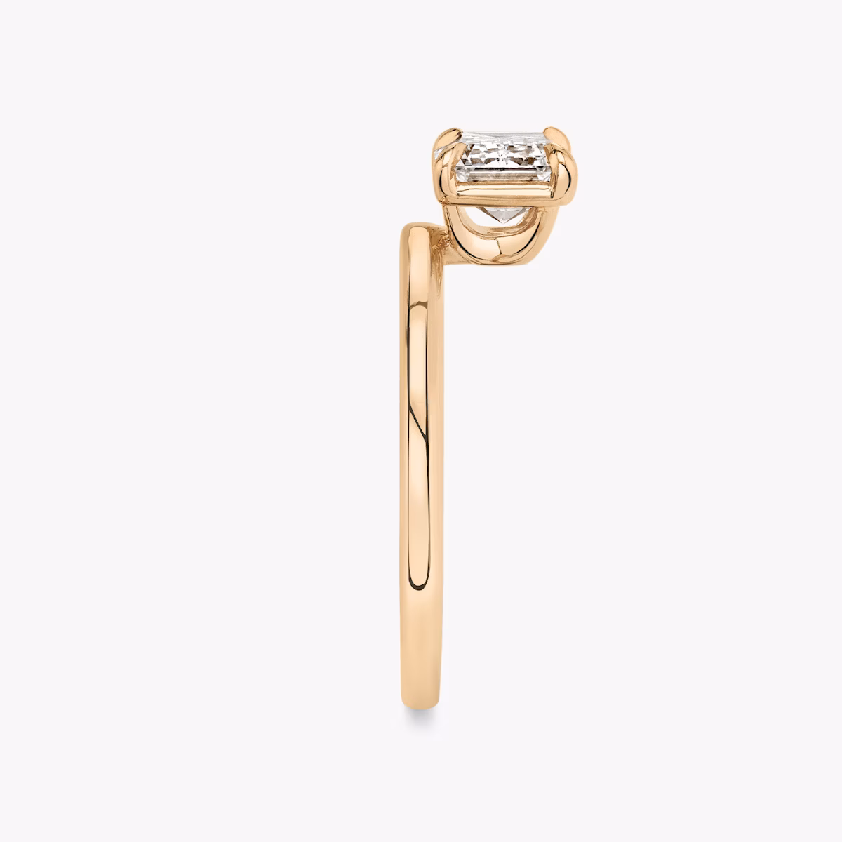 The Hover | Emerald | 14k | Rose Gold | bandAccent: Plain | diamondOrientation: vertical | caratWeight: other