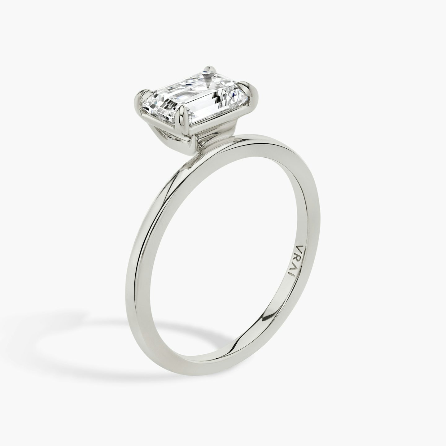 The Hover | Emerald | 18k | White Gold | bandAccent: Plain | diamondOrientation: vertical | caratWeight: other