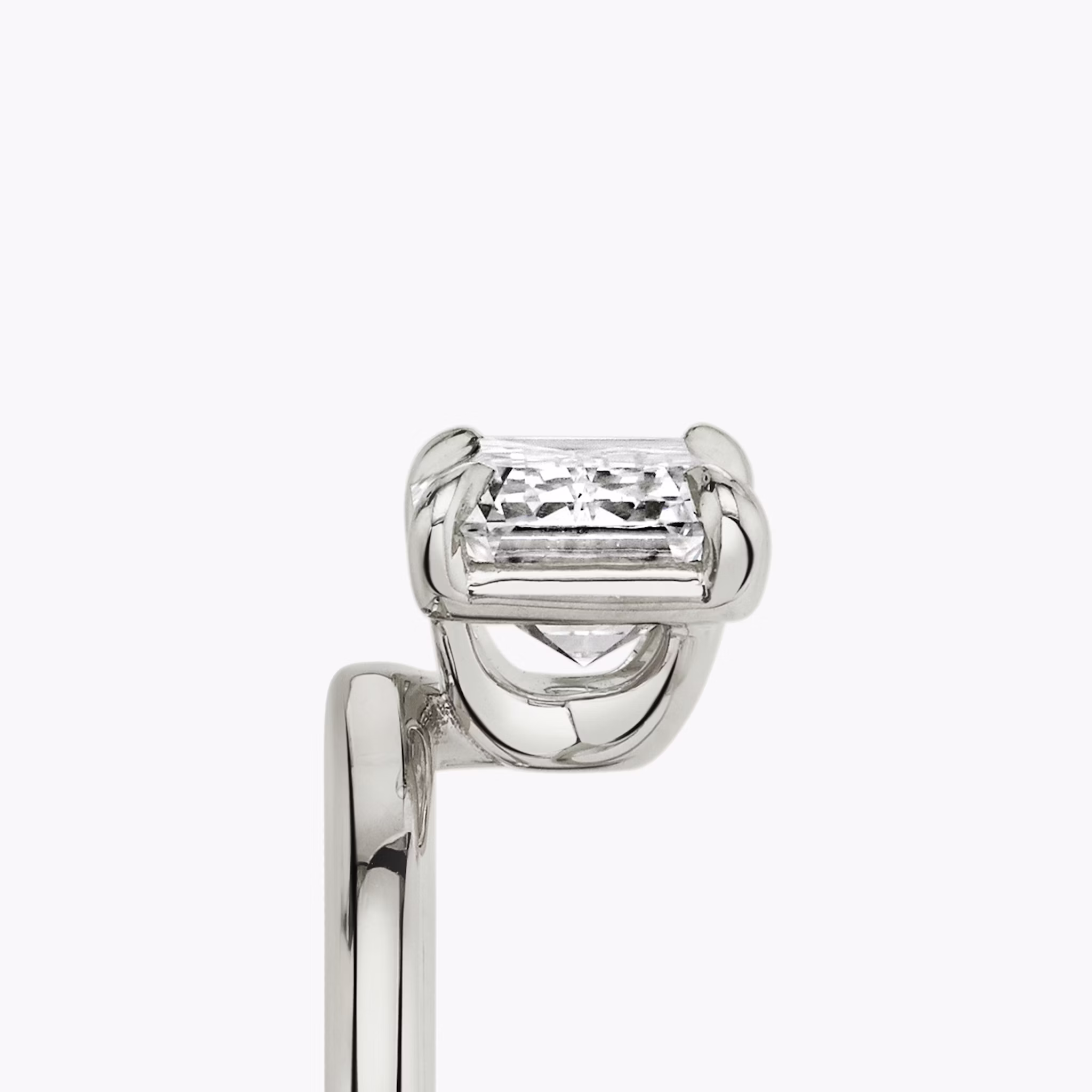 The Hover | Emerald | 18k | White Gold | bandAccent: Plain | diamondOrientation: vertical | caratWeight: other