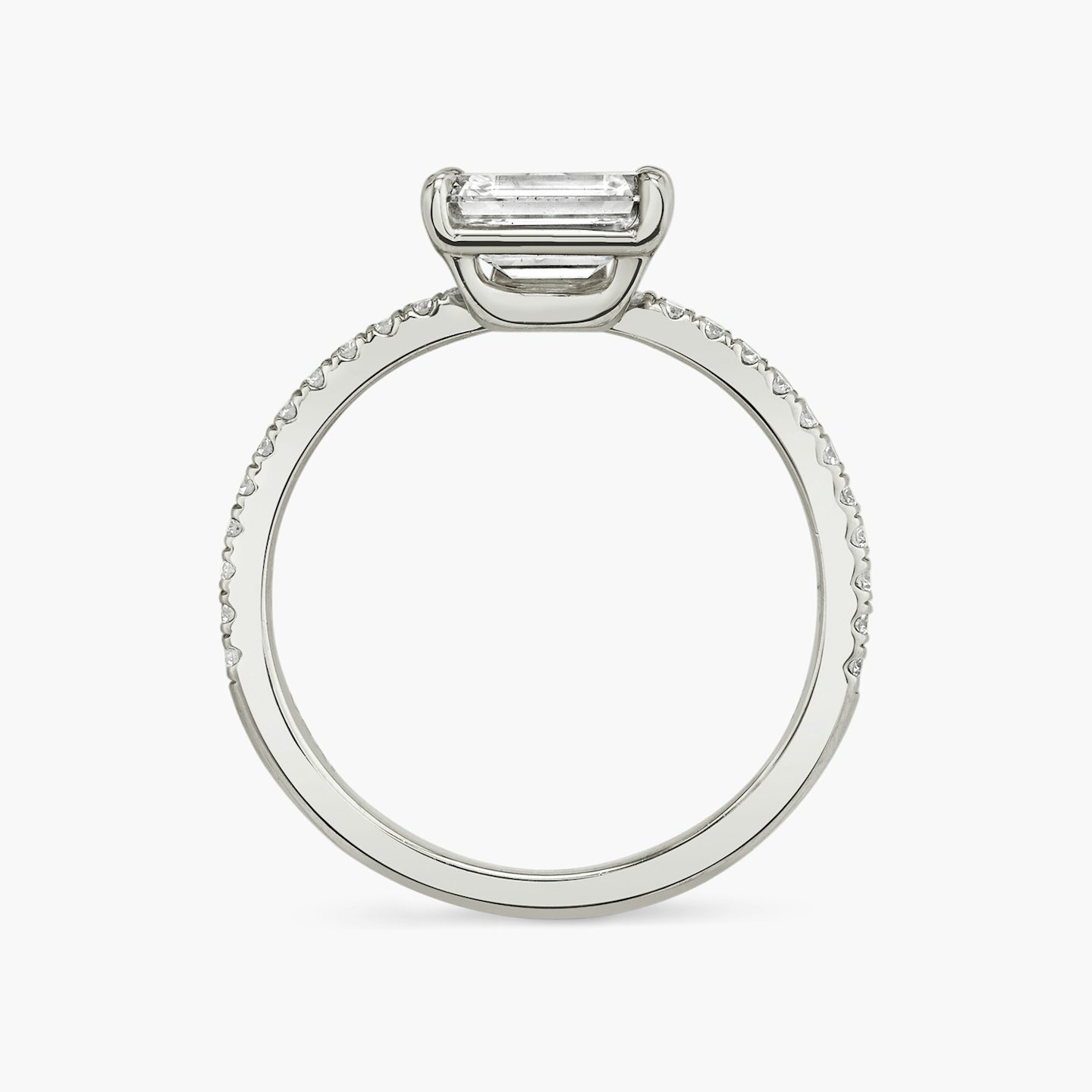 The Hover | Emerald | 18k | White Gold | bandAccent: Pavé | diamondOrientation: vertical | caratWeight: other