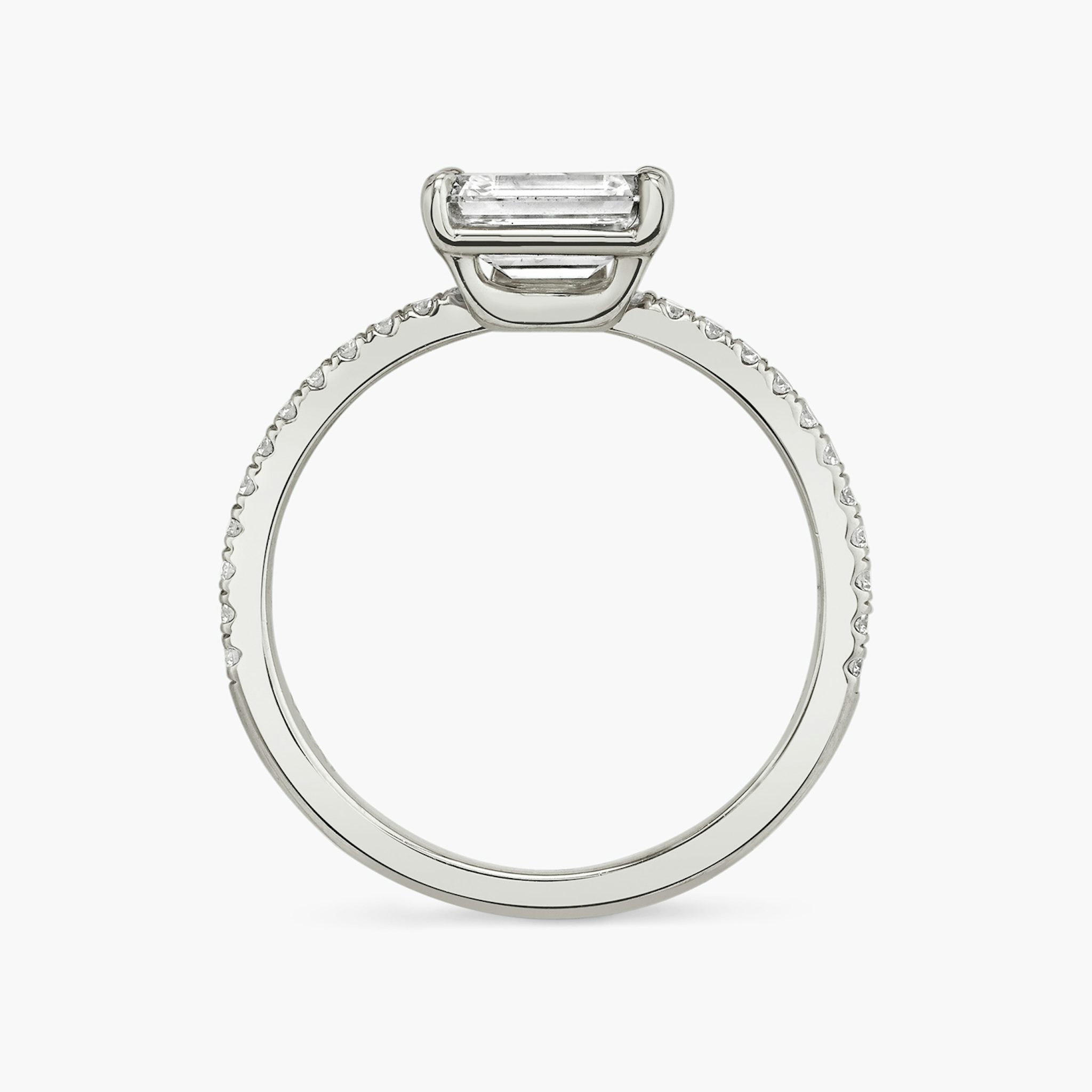 The Hover | Emerald | 18k | White Gold | bandAccent: Pavé | diamondOrientation: vertical | caratWeight: other