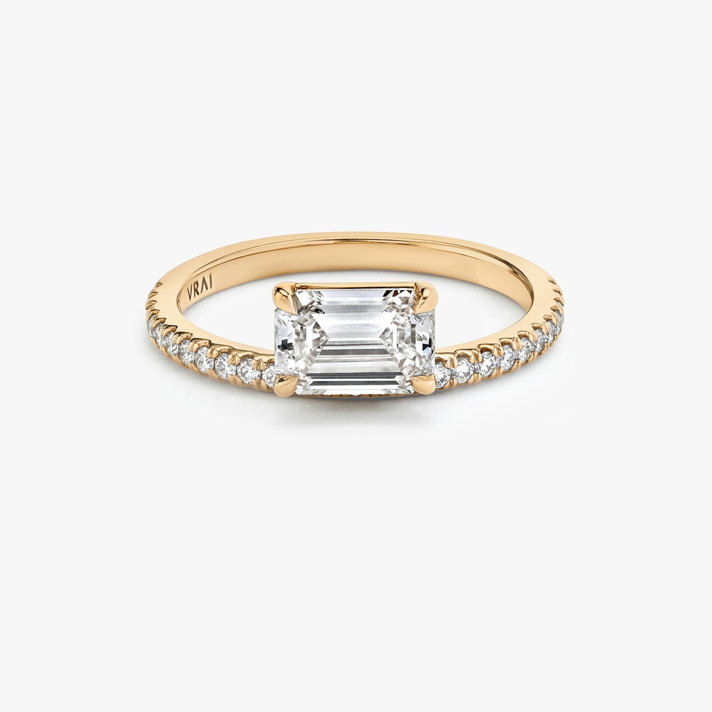 Hover | Emerald | 14k | Roségold | bandAccent: Mit Pavé-Besatz | diamondOrientation: vertical | caratWeight: other