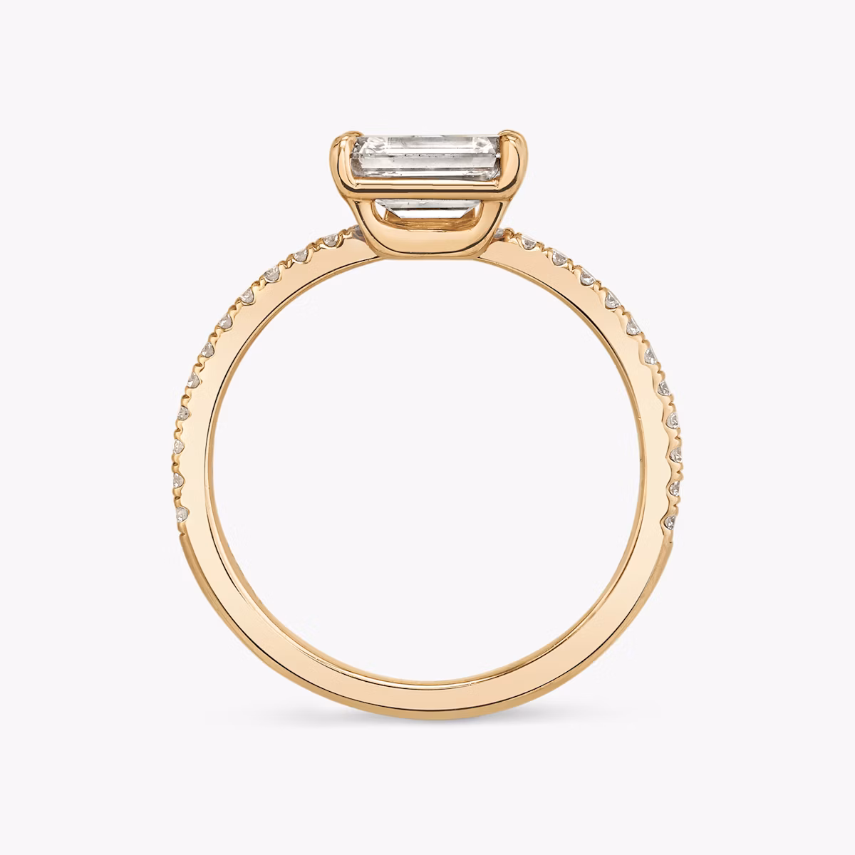 The Hover | Emerald | 14k | Rose Gold | bandAccent: Pavé | diamondOrientation: vertical | caratWeight: other