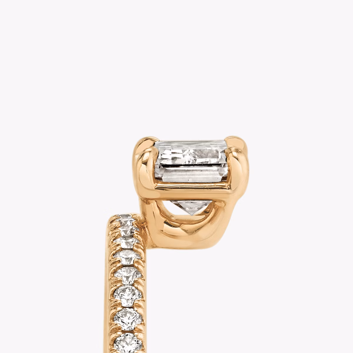 The Hover | Emerald | 14k | Rose Gold | bandAccent: Pavé | diamondOrientation: vertical | caratWeight: other