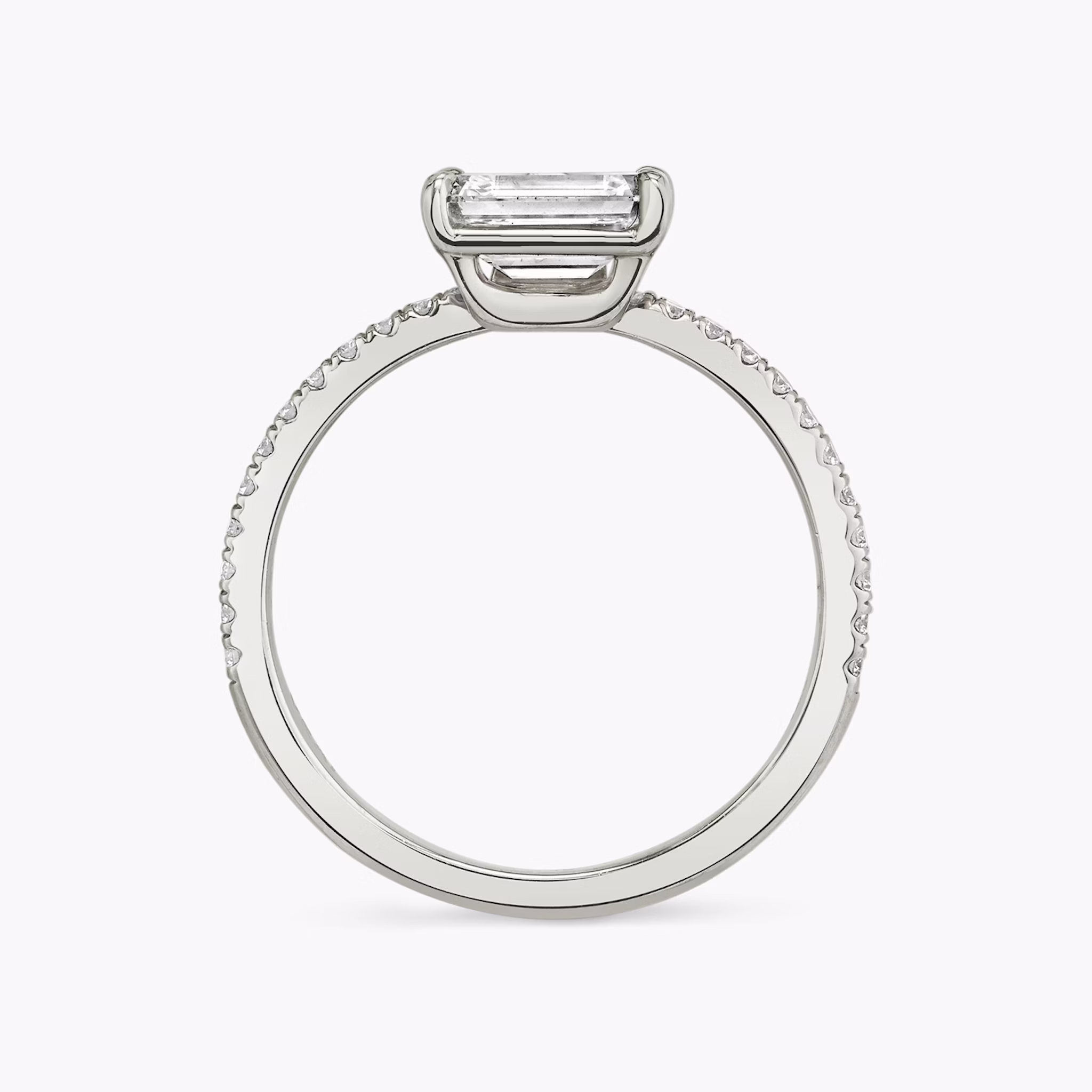 The Hover | Emerald | Platinum | bandAccent: Pavé | diamondOrientation: vertical | caratWeight: other