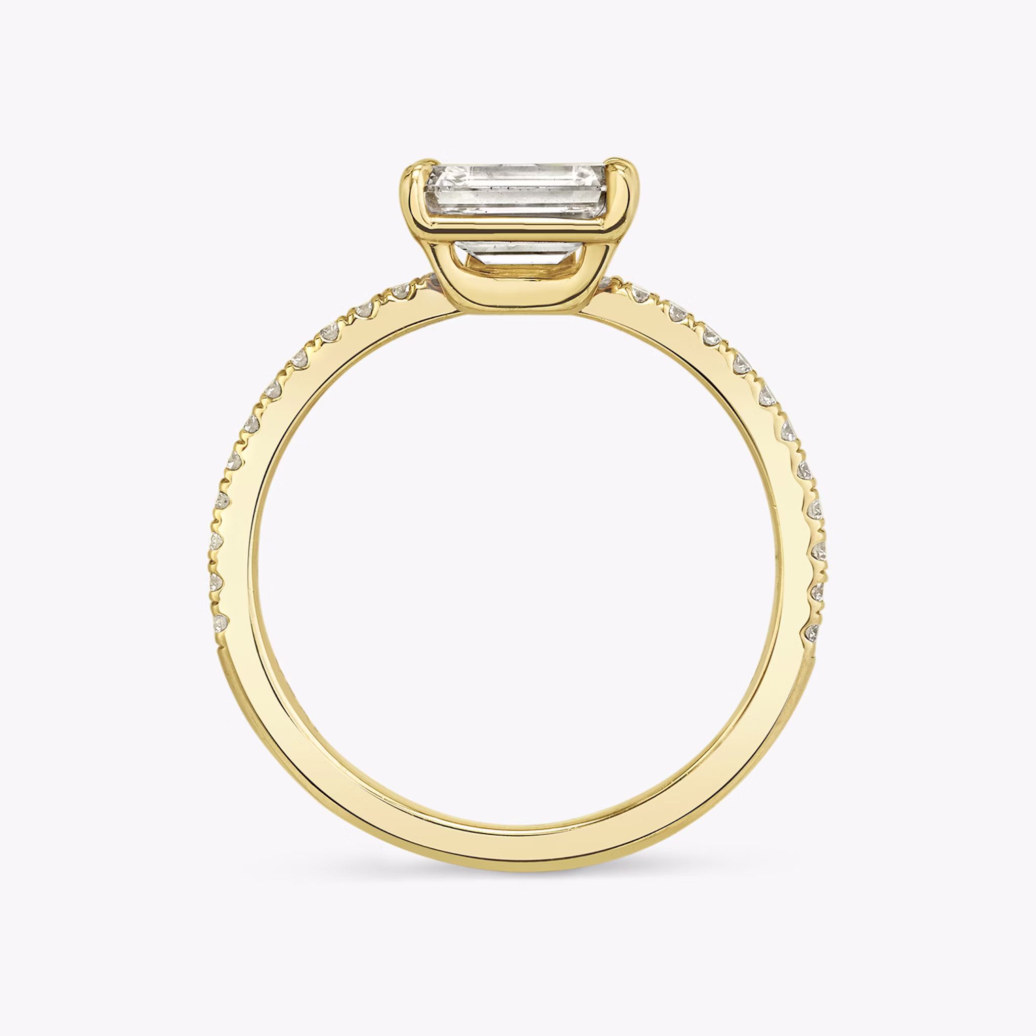 The Hover | Emerald | 18k | Yellow Gold | bandAccent: Pavé | diamondOrientation: vertical | caratWeight: other