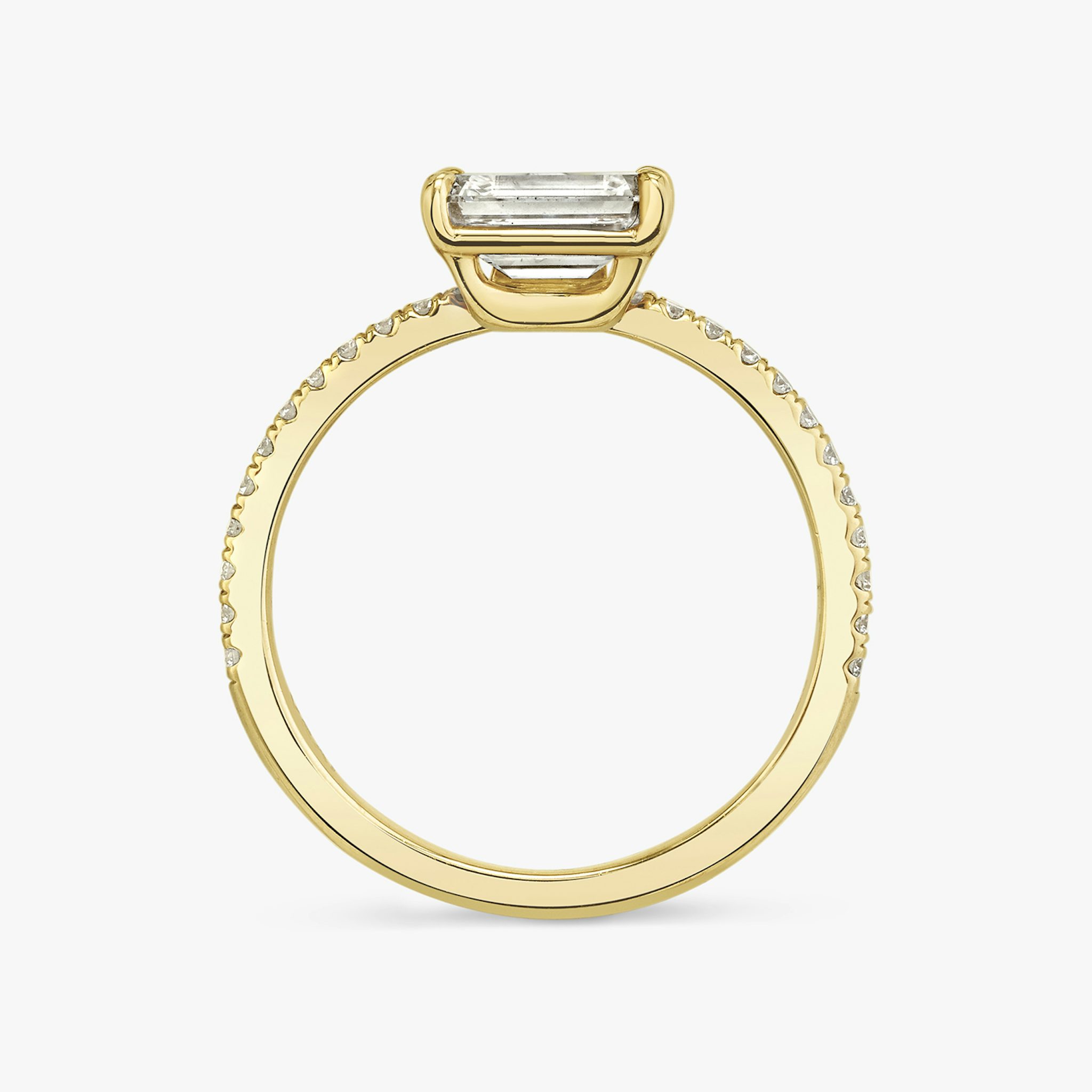 The Hover | Emerald | 18k | Yellow Gold | bandAccent: Pavé | diamondOrientation: vertical | caratWeight: other
