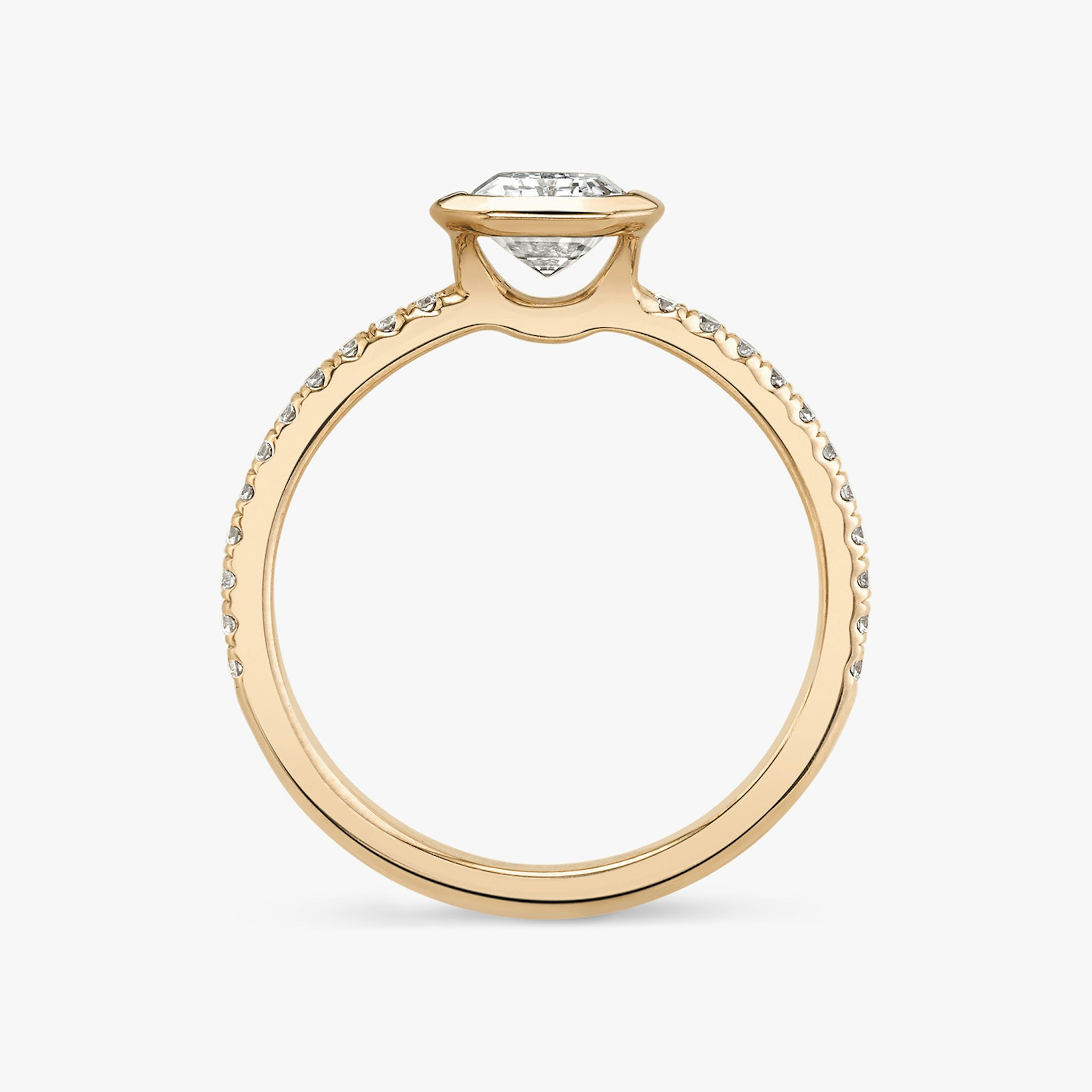 The Signature Bezel | Emerald | 14k | Rose Gold | bandAccent: Pavé | diamondOrientation: vertical | caratWeight: other
