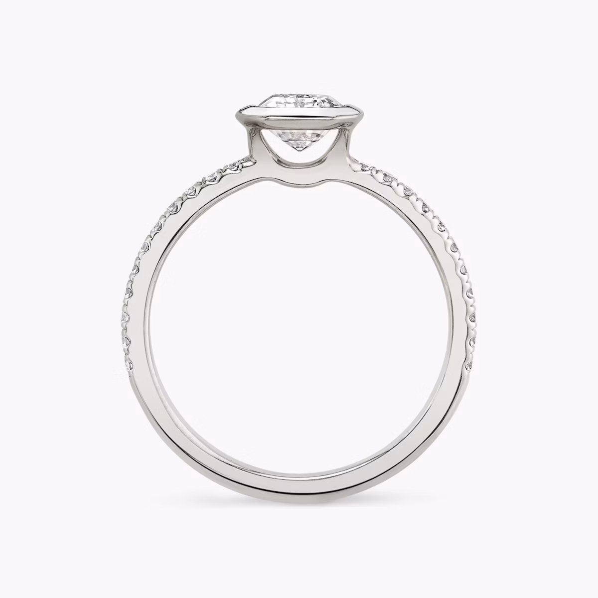The Signature Bezel | Emerald | Platinum | bandAccent: Pavé | diamondOrientation: vertical | caratWeight: other