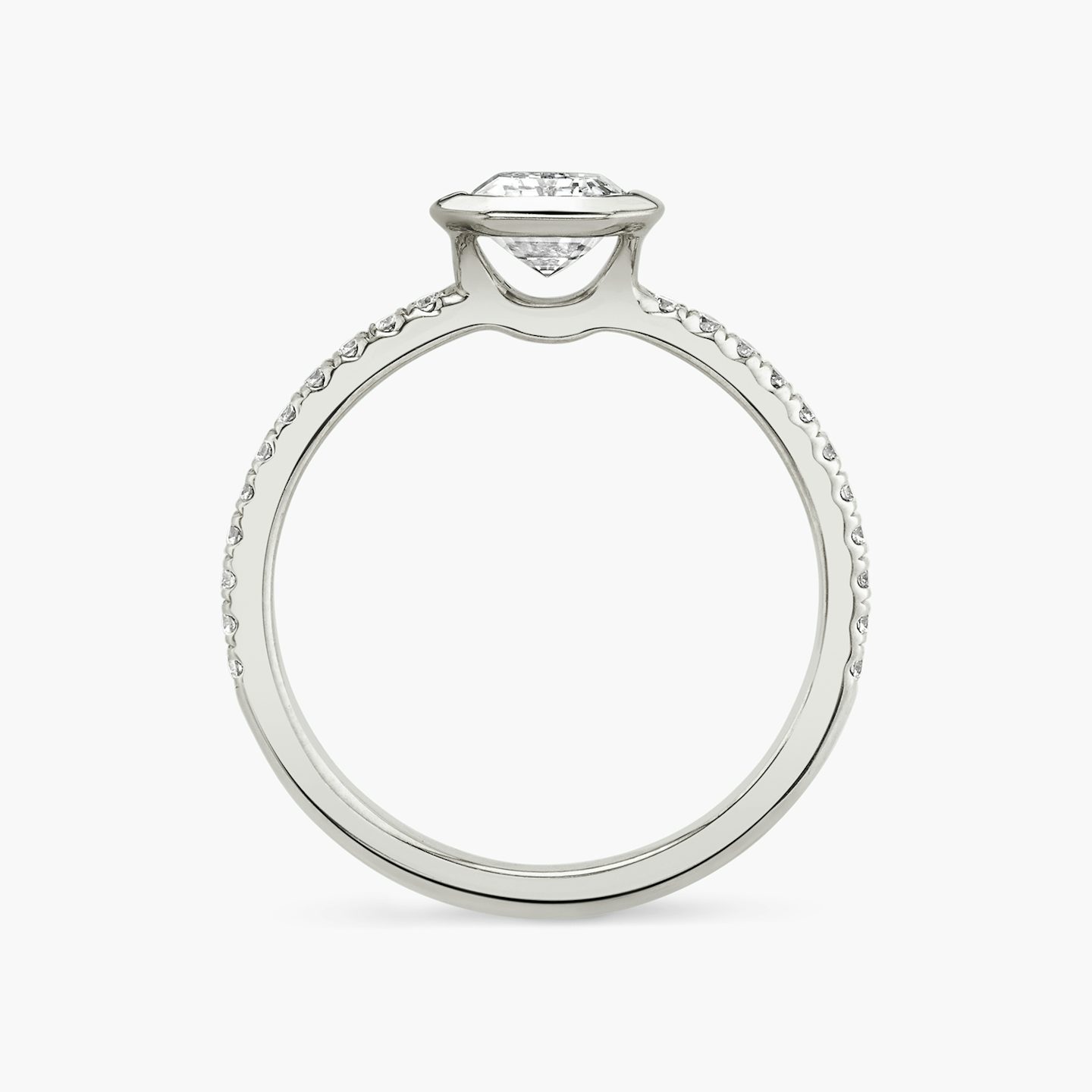 The Signature Bezel | Emerald | Platinum | bandAccent: Pavé | diamondOrientation: vertical | caratWeight: other