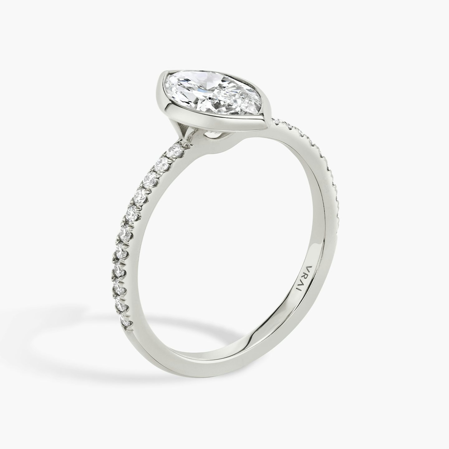 The Signature Bezel | Marquise | 18k | White Gold | bandAccent: Pavé | diamondOrientation: vertical | caratWeight: other