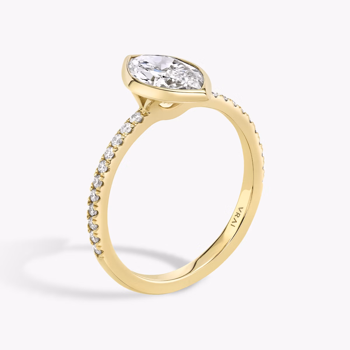 The Signature Bezel | Marquise | 18k | Yellow Gold | bandAccent: Pavé | diamondOrientation: vertical | caratWeight: other
