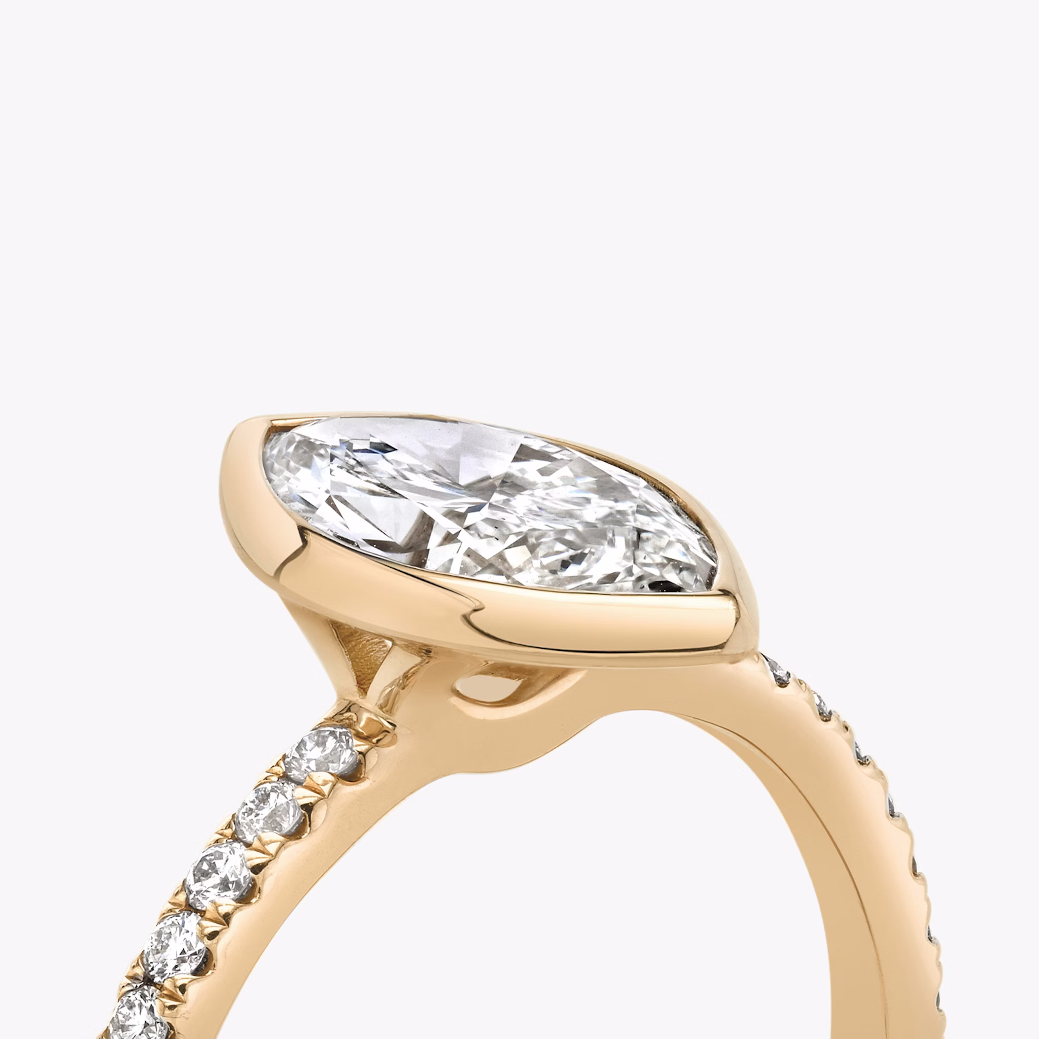 The Signature Bezel | Marquise | 14k | Rose Gold | bandAccent: Pavé | diamondOrientation: vertical | caratWeight: other