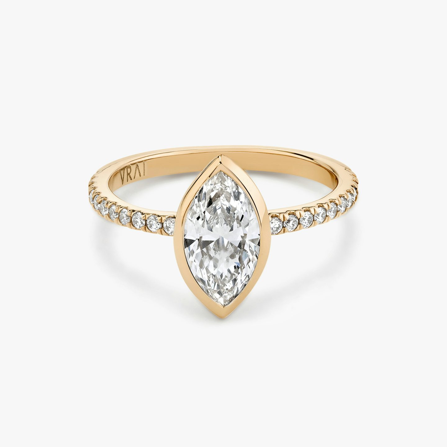 The Signature Bezel | Marquise | 14k | Rose Gold | bandAccent: Pavé | diamondOrientation: vertical | caratWeight: other